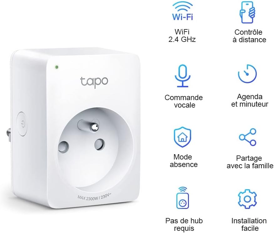 TP-LINK Tapo P100 (2er-Pack) WLAN-Steckdose, kompatibel mit Alexa und Google Home, 10 A Typ E, Steuerung des Heizkörpers, der Kaffeemaschine, der Lampe, ferngesteuert, kein Hub erforderlich