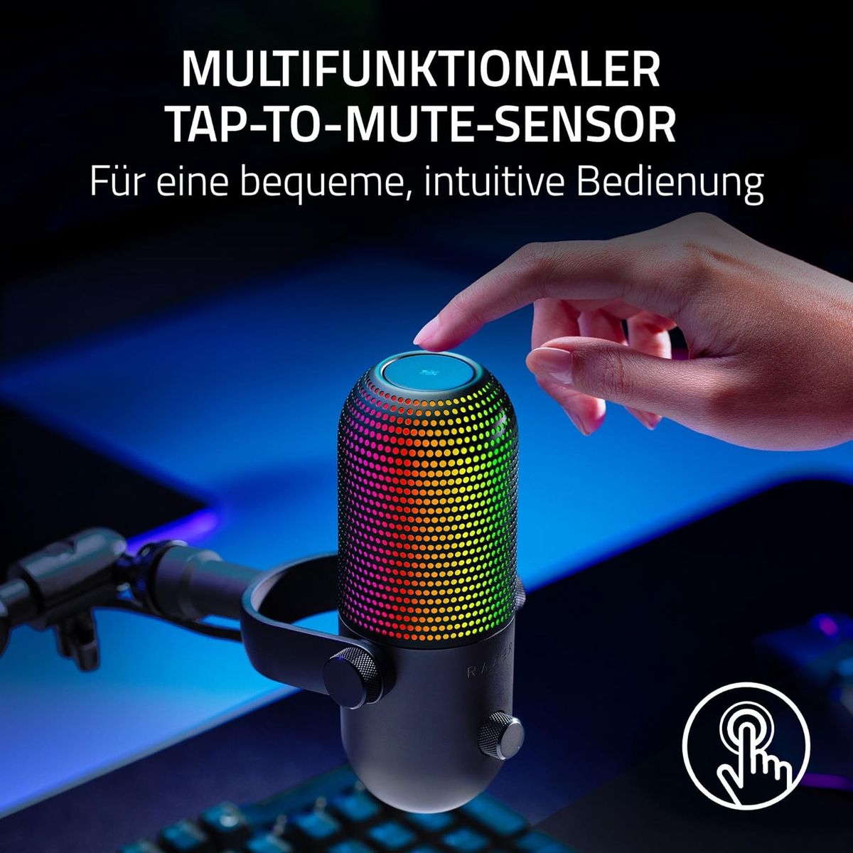 Razer Seiren V3 Chroma - RGB-USB-Mikrofon mit Tap-to-Mute (Reaktive Beleuchtung, Supernieren-Kondensator-Mikrofon, Digitaler Verstärkungsbegrenzer und integrierter Schockdämpfer) Schwarz Razer Seiren V3 Chroma - RGB-USB-Mikrofon mit Tap-to-Mute (Reaktive Beleuchtung, Supernieren-Kondensator-Mikrofon, Digitaler Verstärkungsbegrenzer und integrierter Schockdämpfer) Schwarz