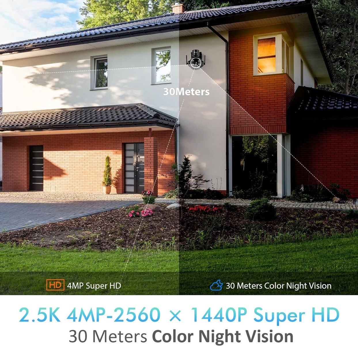 ctronics 2.5K 4MP Überwachungskamera Aussen WLAN 2,4/5GHz, PTZ WiFi IP Kamera Outdoor mit Automatische Verfolgung Personenerkennung Farbiger Nachtsicht 355°/90° Schwenkbar Zwei-Wege-Audio Schwarz