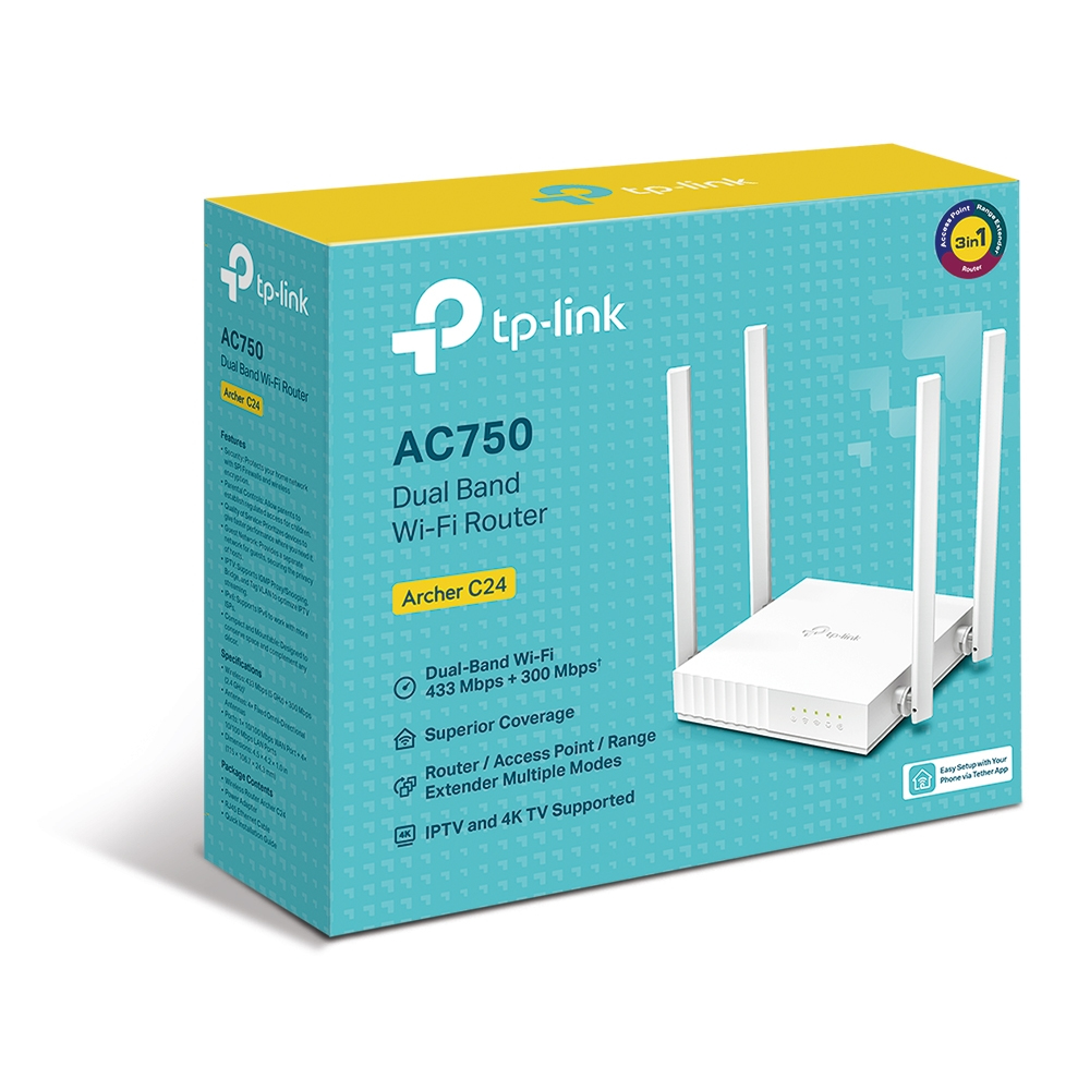 TP-Link ARCHER C24 WLAN-Router Schnelles Ethernet Dual-Band (2,4 GHz/5 GHz) Weiß