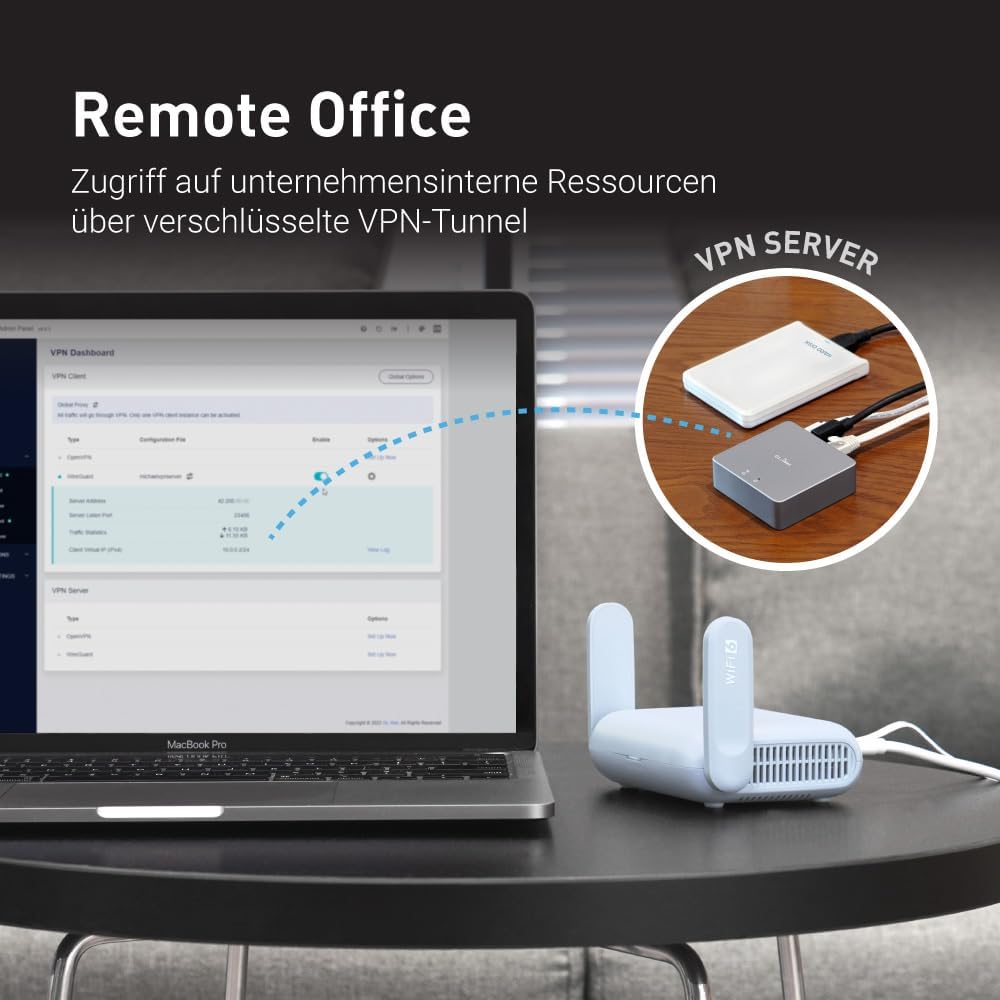 GL.iNet GL-MT3000 (Beryl AX) Travel WiFi 6 Router, Dualband, Repeater/Extender, bis 3000 Mbit/s, 2.5G WAN, USB 3.0, OpenWrt, VPN, WPA3, EU