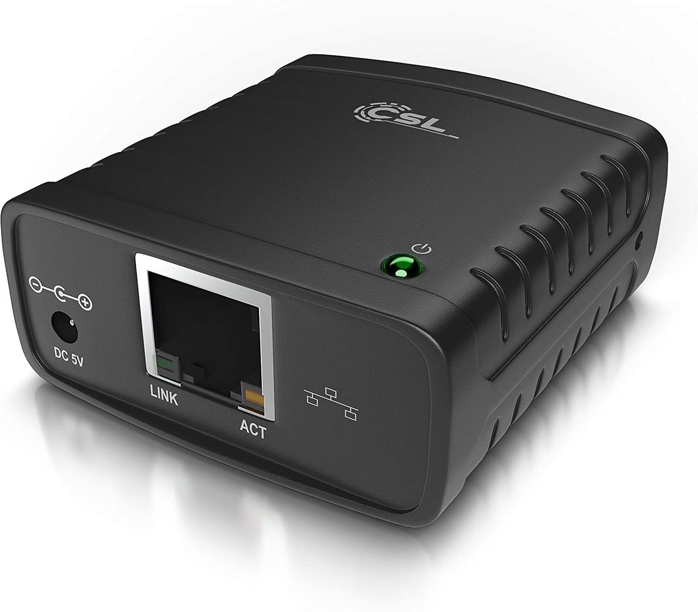 CSL LAN Printserver Druckerserver - Fast Ethernet - USB2.0 High Speed - LRP Print Server für Windows – Netzwerk USB zu RJ45 - DHCP fähig, TCP/IP – inkl. Netzteil und Ethernetkabel – Neues Modell