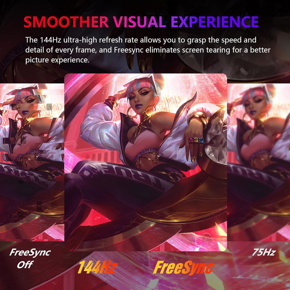 Great voell 38-Zoll Curved Gaming Monitor, 144Hz, UWQHD 3840x1600, 2500R, 1ms, 99% sRGB, FreeSync, HDR, Anti-Blue Light, VESA montierbar, HDMI 2.0, DP 1.4, Multifunktionsständer