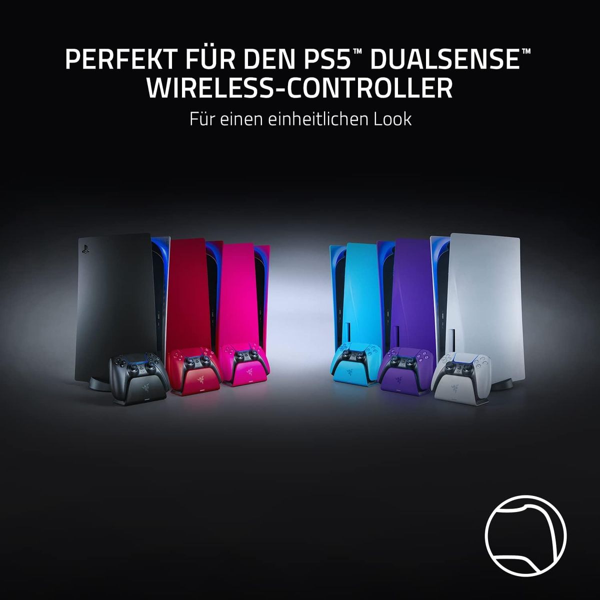 Razer Schnellladestation - Schnellladestation für PS5 Wireless-Controller (Schnellladung , Gebogenes Schalen-Design Einhändige Bedienung, Aufladen per USB) Blau Universal Quick Charging Stand for PlayStation 5 Blau