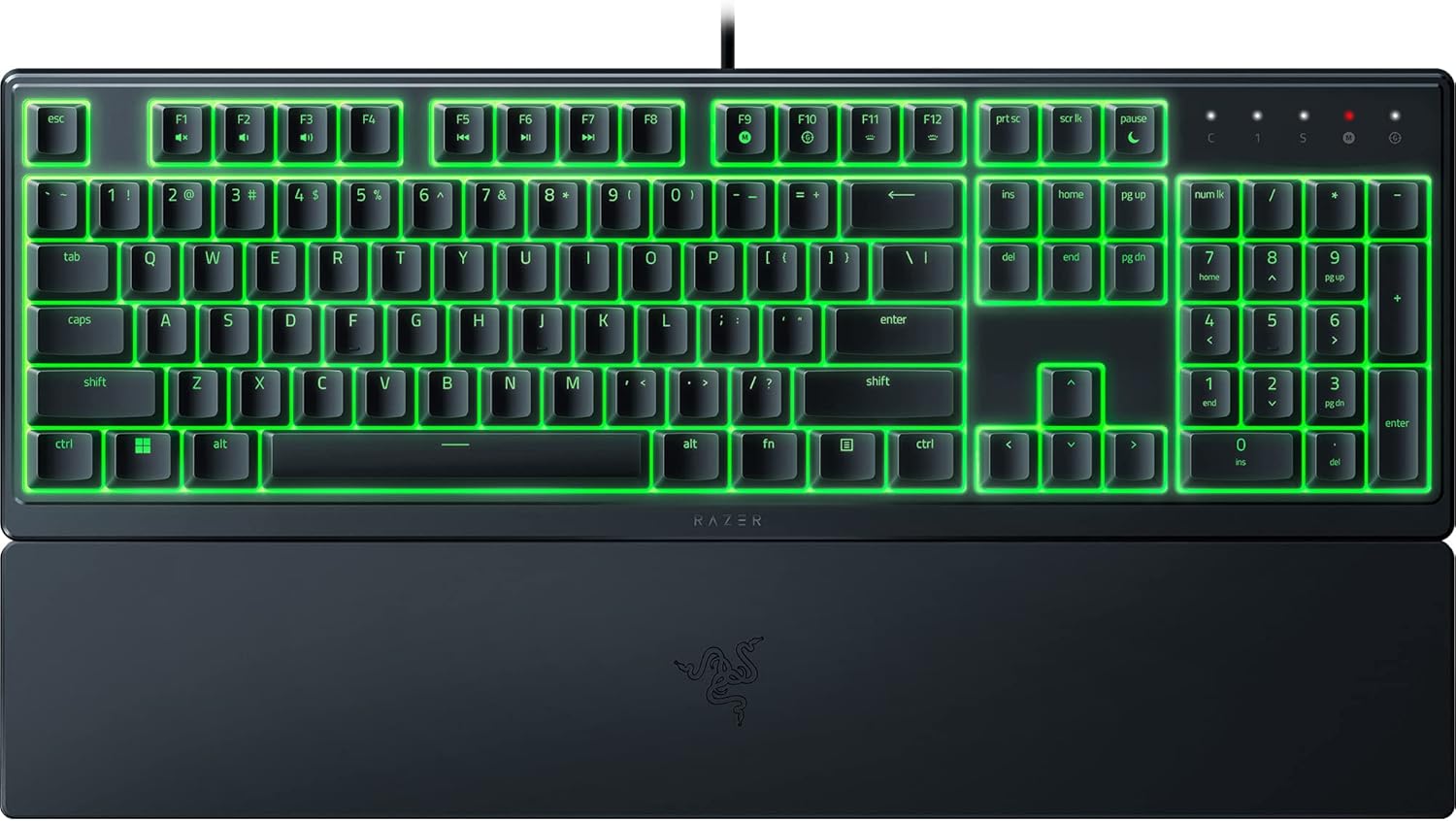 Razer Ornata V3 X Low Profile Gaming-Tastatur (Silent Membrane Switches, UV-beschichtete Tastaturen, langlebiges Design, spritzwassergeschu00fctzt, ergonomischer Schreibstu00e4nder) - (NORDIC Layout - QWERTY)