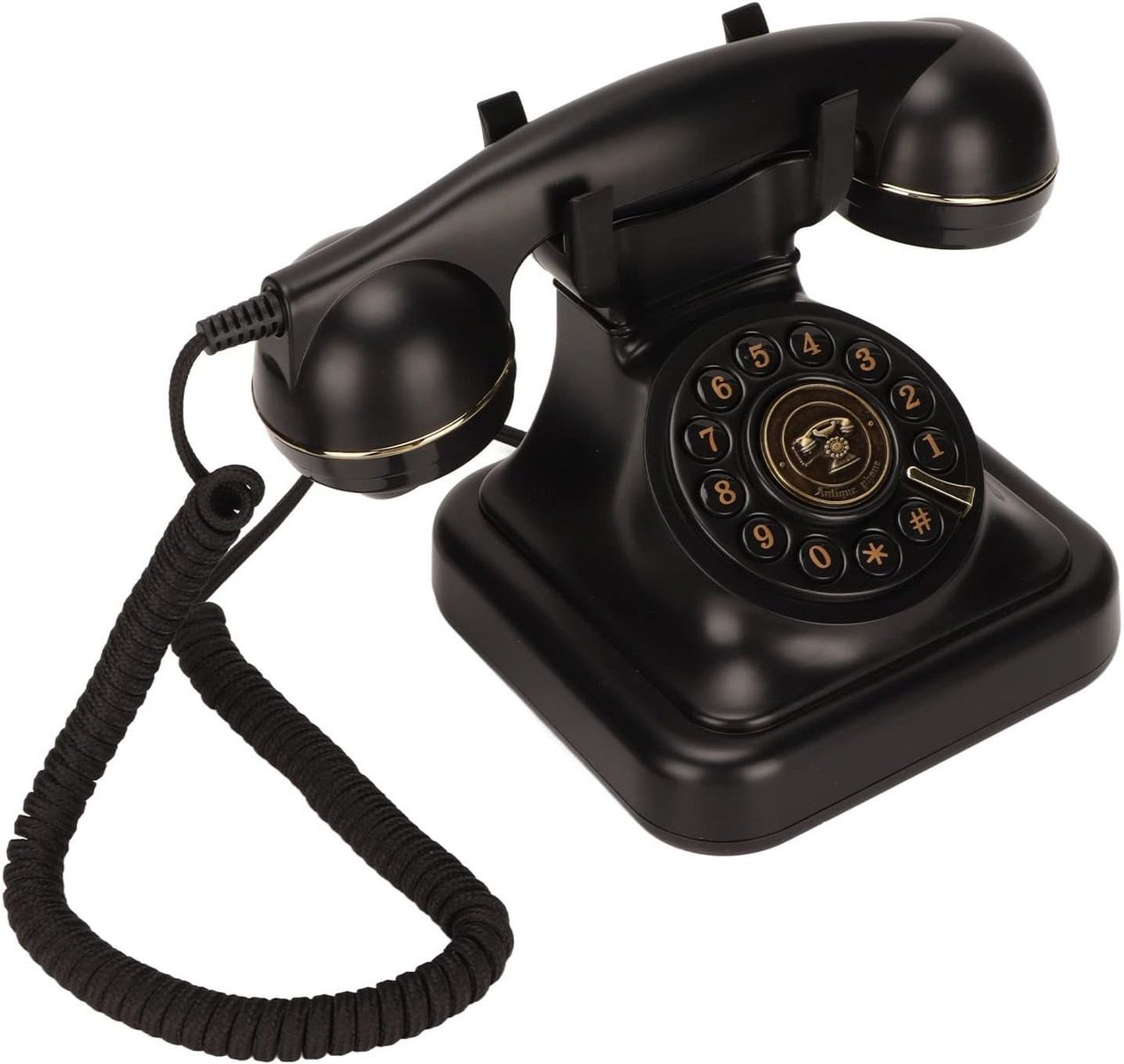 ASHATA Vintage Festnetztelefon, Klassisches Schnurgebundenes Retro Telefon mit Altmodischer Scheibentaste, 1960er Jahre Vintage Telefon mit Schnurgebundener Wählscheibe, Klassisch für Senioren, Heimbüro