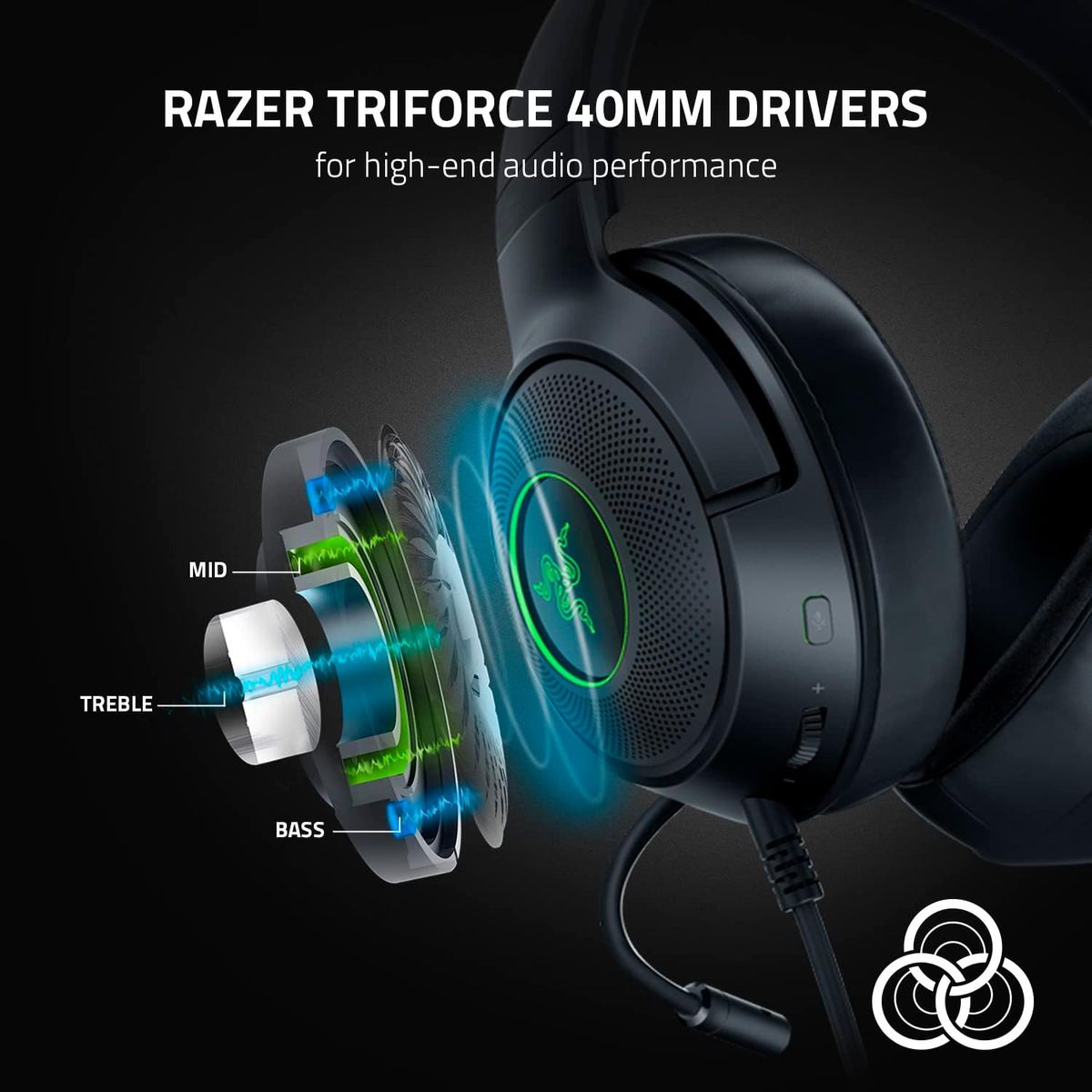 Razer Kraken V3 X Refresh Gaming Headset Virtual 7.1 Surround-Sound USB Chroma RGB for PC PS4 Black 2