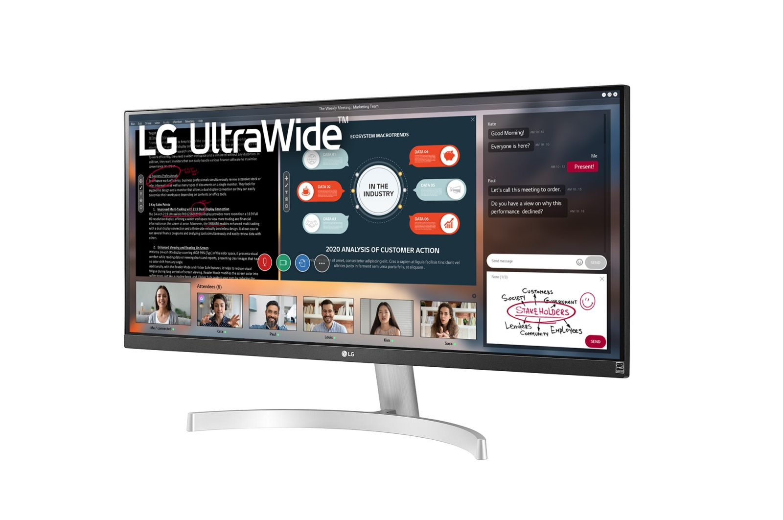 LG Electronics 73cm/29 2560x1080 29WN600-W 21:9 5ms IPS 2xHDMI DisplayPort VESA Speaker UWFHD