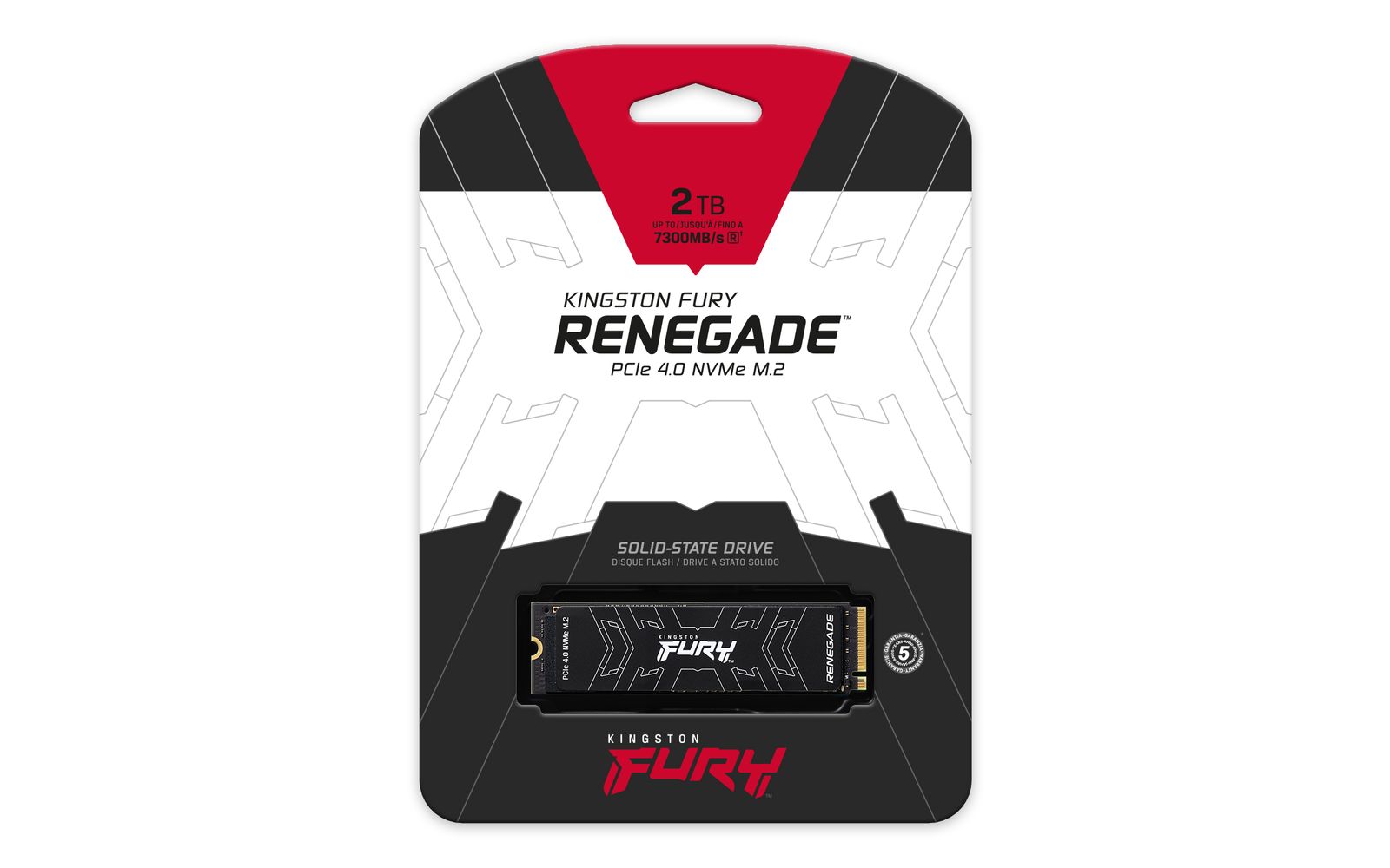 Kingston FURY Renegade SFYRD/2000G 2 TB M.2 2280 NVMe PCIe 4.0 SSD, 7300/7000 MB/s, Phison E18, 3D TLC, PS5-kompatibel