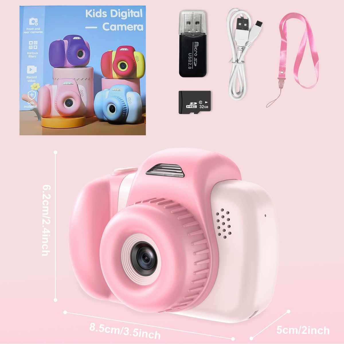 AONISE Kinderkamera,Fotoapparat, Selfie Digitalkamera Kinder, Videorecorder, mit Blitzlampe, Spielzeug ab Junge Und Mädchen, Geschenk Für Kinder Im Alter Von 3 Bis 12 Jahre(Rosa) AONISE Kinderkamera,Fotoapparat, Selfie Digitalkamera Kinder, Videorecorder, mit Blitzlampe, Spielzeug ab Junge Und Mädchen, Geschenk Für Kinder Im Alter Von 3 Bis 12 Jahre(Rosa)