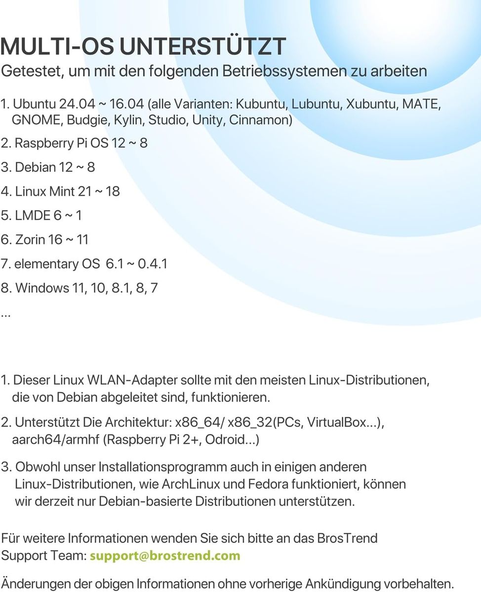 BrosTrend Linux USB WLAN Stick AC1200 für Ubuntu, Mint, Debian, Kubuntu, Mate, LMDE, Zorin, PureOS, Raspberry Pi 2+, Windows 11, USB 3.0 PC, Dual Band 5 GHz/867 Mbit/s + 2,4 GHz/300 Mbit/s