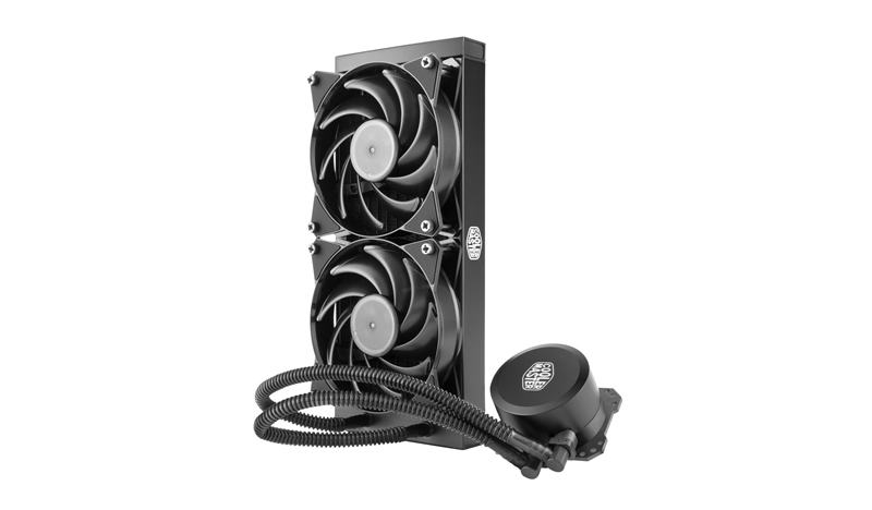 Cooler Master MasterLiquid Lite 240 All-in-One CPU-Flüssigkeitskühler, 240 mm Radiator, 2x 120 mm PWM-Lüfter, 12 V Pumpe, Aluminium, Schwarz