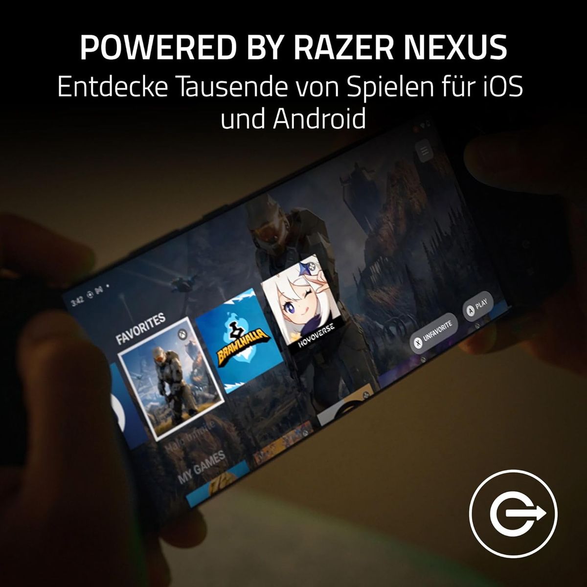 Razer Kishi V2 - USB-C Mobile Gaming Controller für iPhone und Android (Mecha-Taktile Action-Tasten, D-Pad, Analogsticks, 3,5mm Audioanschluss, Low-Latency, RGB) Schwarz