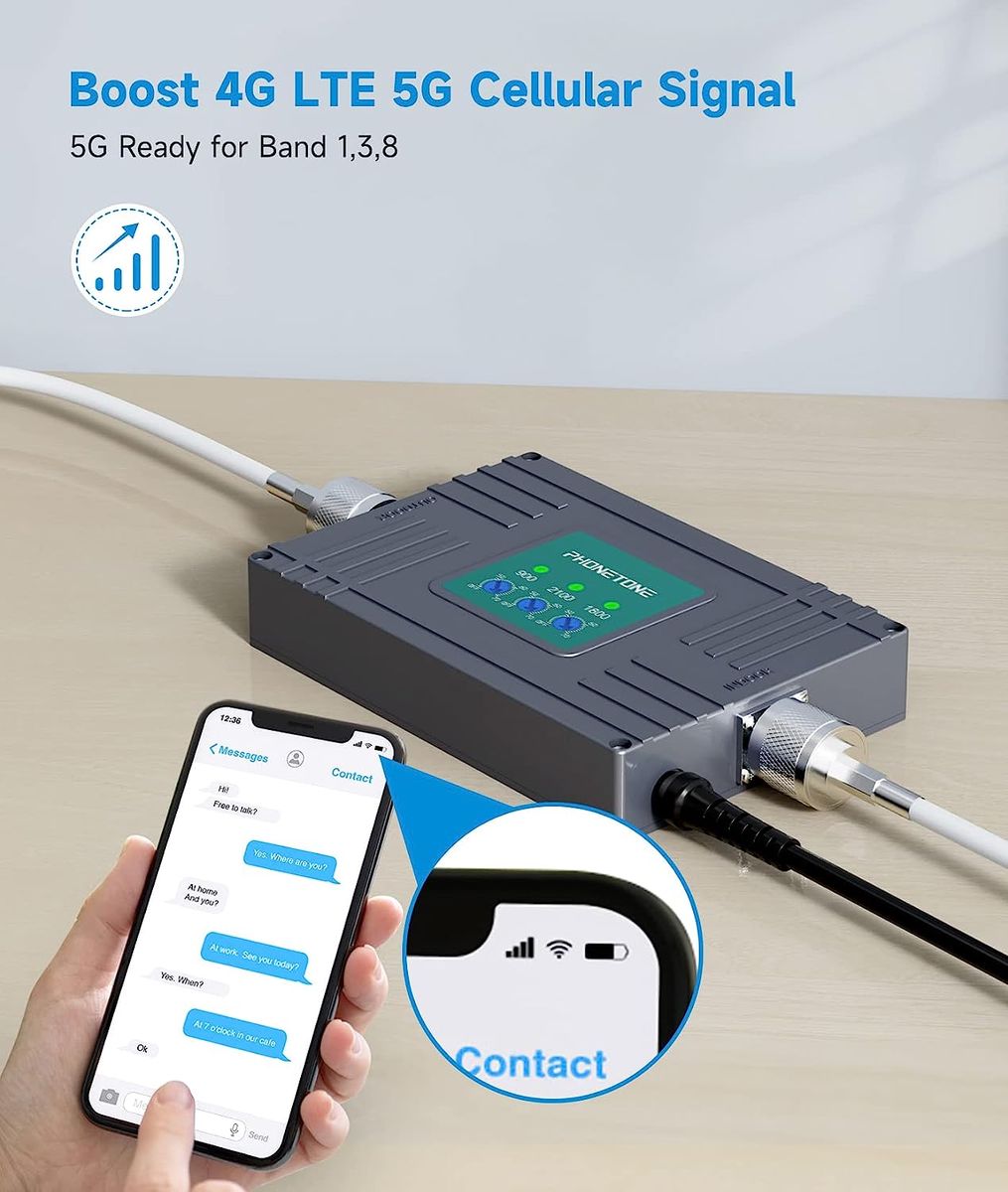 ANYCALL Handy Signalverstärker GSM 4g 3g LTE Repeater Band 8/3/1 900-1800-2100MHz Mobilfunk Verstärker für Zuhause Büro Signalverstärker Handy Sprachanrufe Daten für Alle Netzbetreiber Band 1/3/8-Zuhause Büro