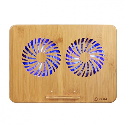 KLIM Bamboo - Laptop cooling pad Adjustable speed Cooling stand with fans