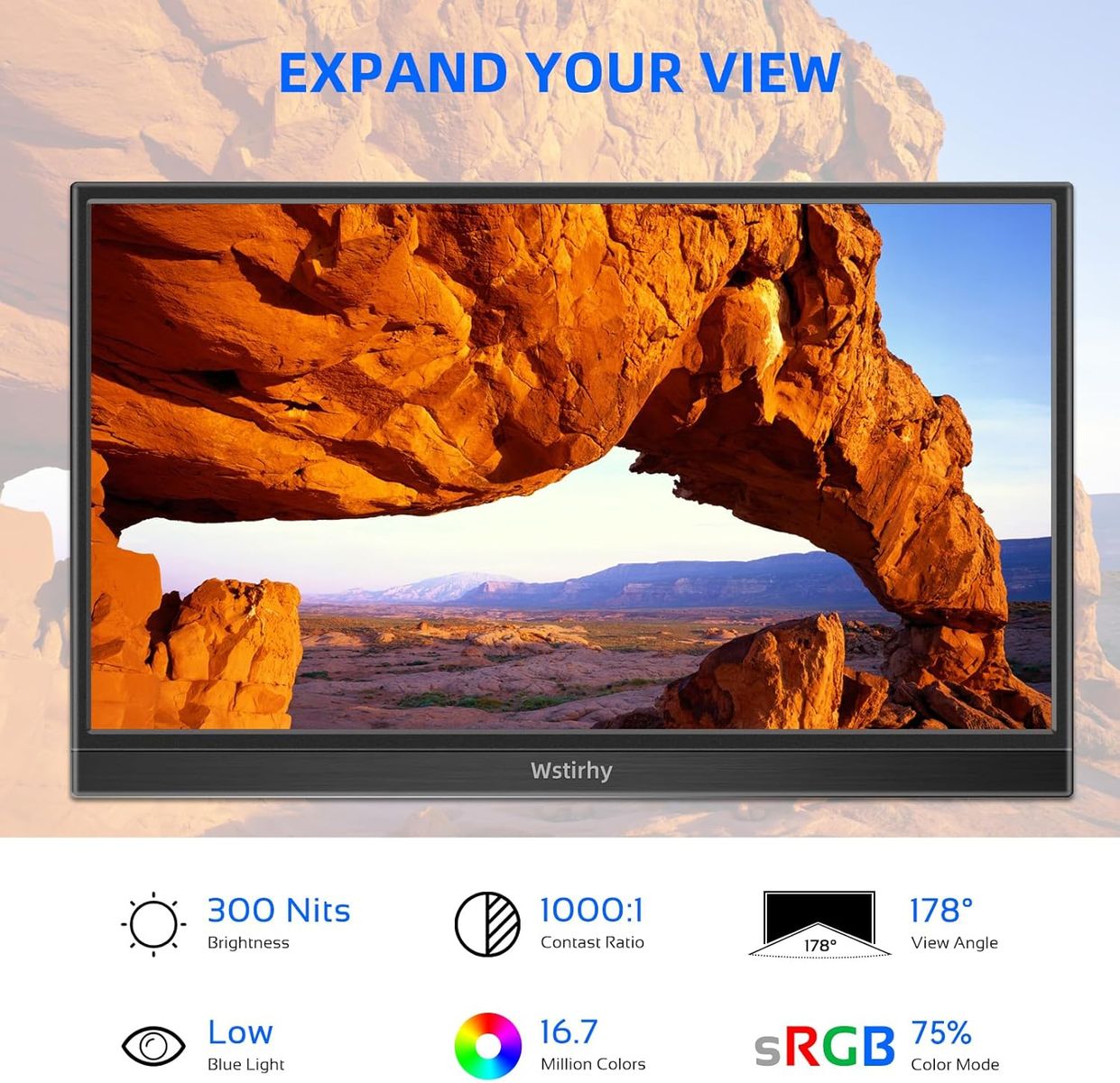 Wstirhy Portable Touchscreen Monitor USB C 14 Zoll 1920x1080p IPS Touch Bildschirm mit Lautsprechern, HDMI, Typ-c Reise externer Monitor für PC Laptop Xbox PS4/5 Switch