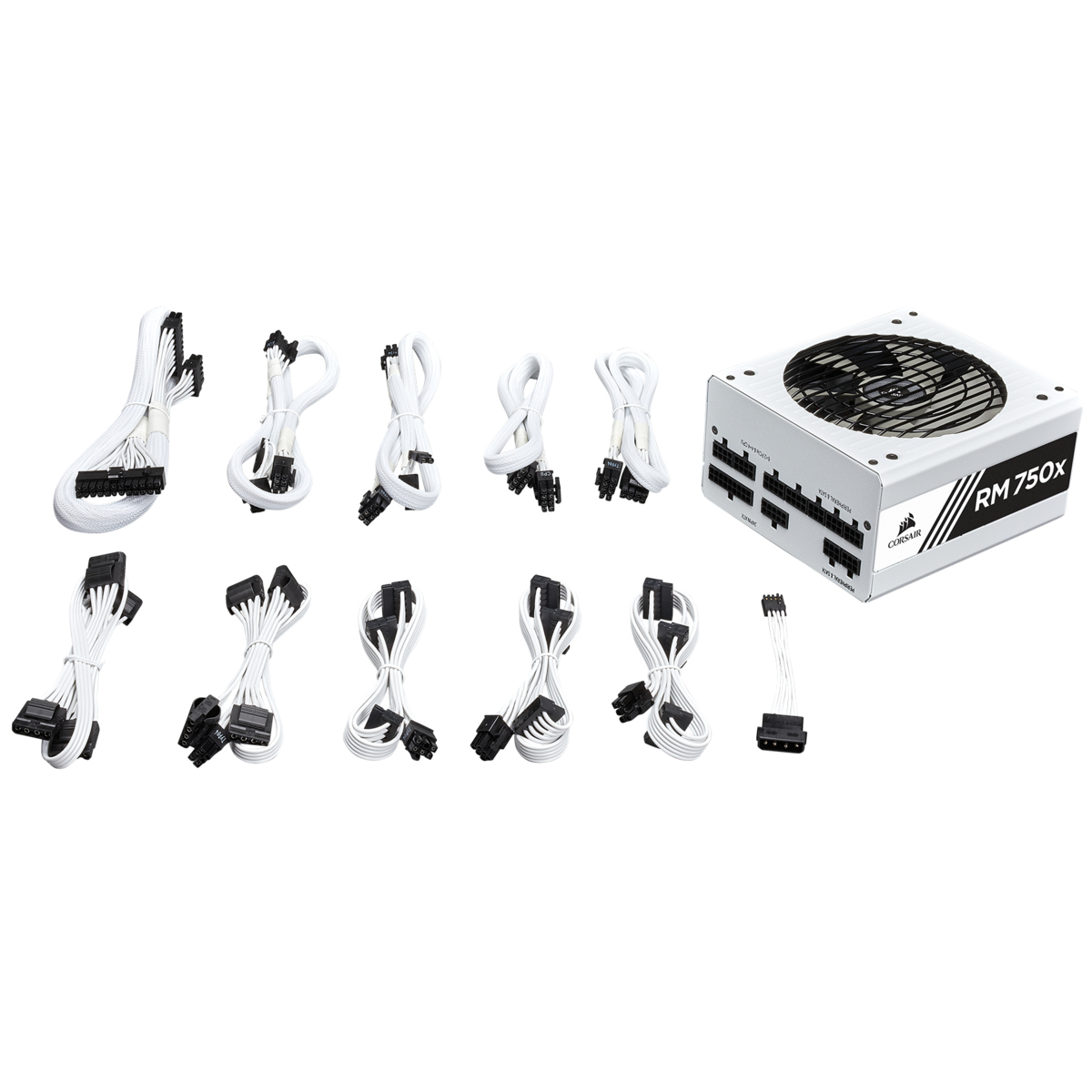 Corsair RM750x White Netzteil 750 W, Voll modular, 80 PLUS Gold, ATX 2.4, 20+4-pin, EPS 8-pin, 4x 6+2-pin, 135 mm Lüfter, Weiß