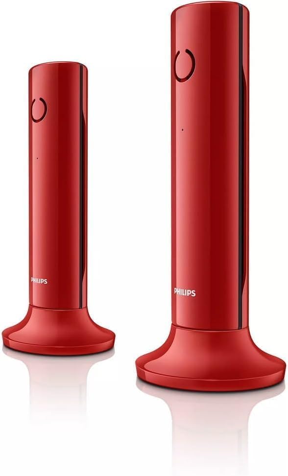 Philips M4502R/34 Schnurloses Festnetztelefon, 4,1 cm LCD-Display, Hintergrundbeleuchtung, Freisprecheinrichtung, HQ-Sound, kompakt, Rot