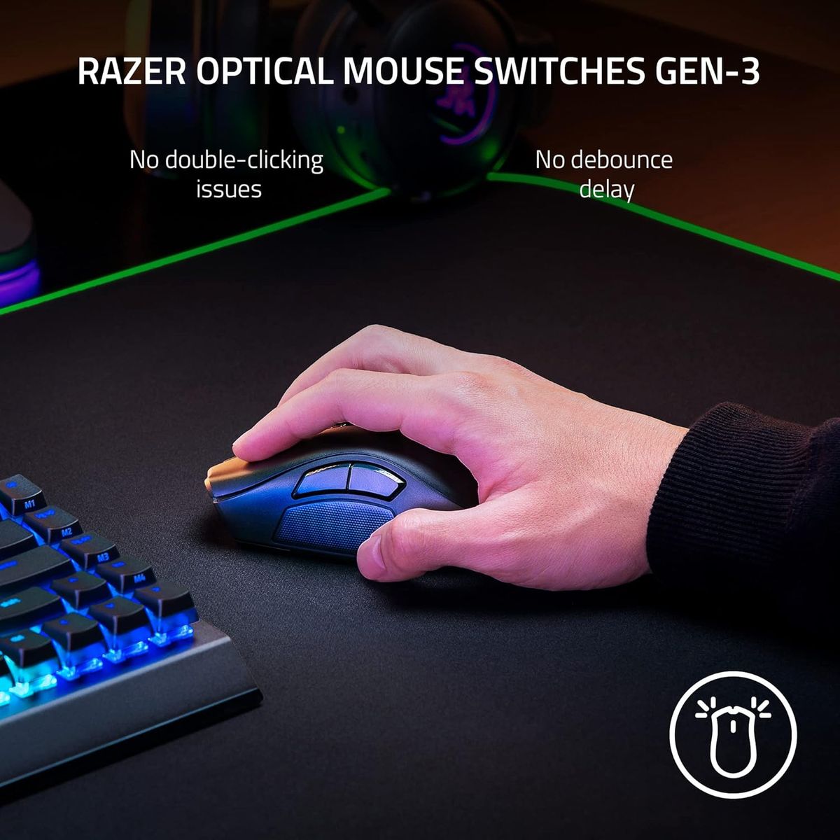 Razer Naga V2 Pro kabellose Gaming-Maus: austauschbare Seitenplatte mit 2, 6, 12 Tasten-Konfigurationen – Focus + 20K DPI optischer Sensor – schnellster Gaming-Maus-Schalter – Chroma-RGB-Beleuchtung