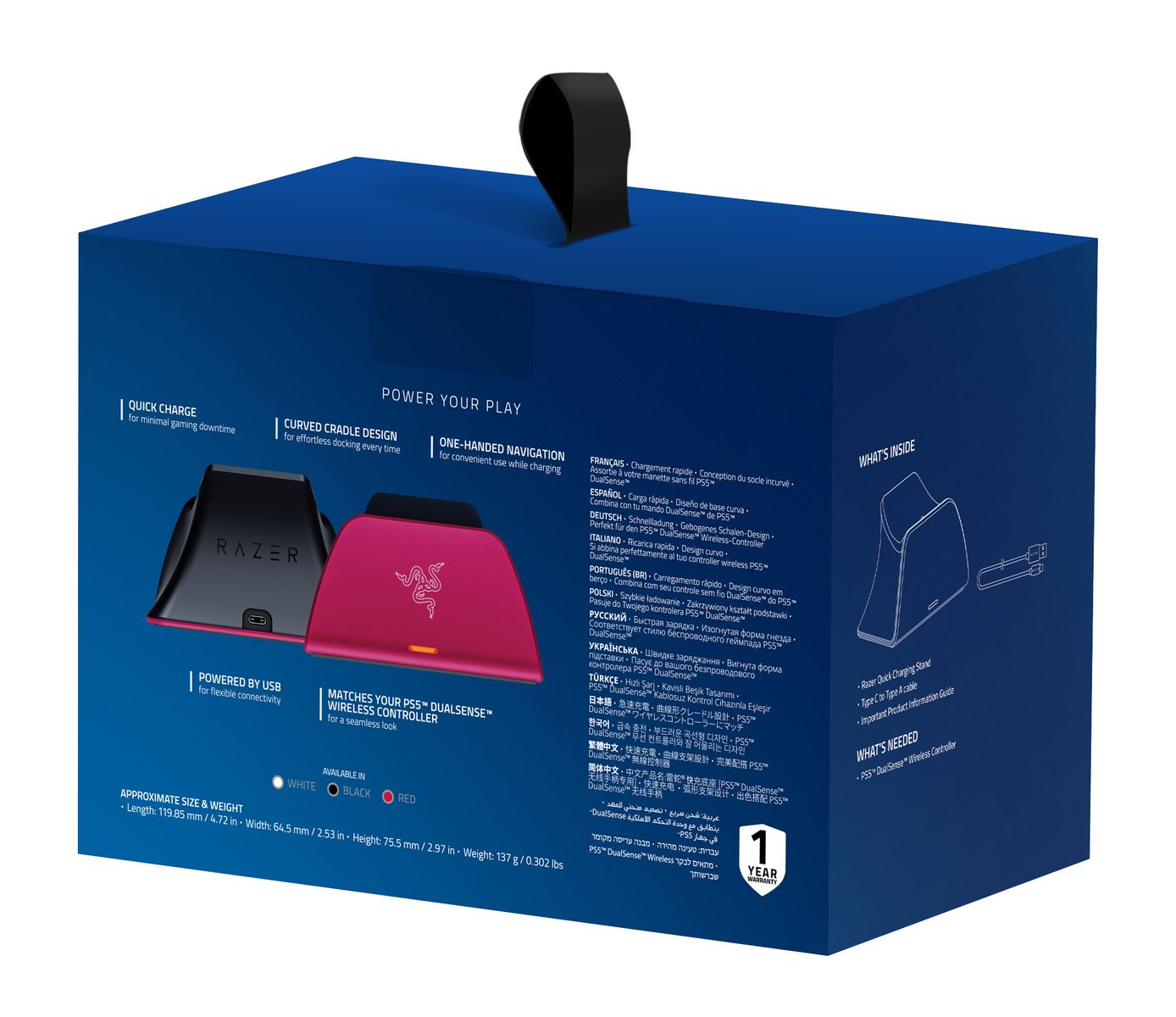 Razer Quick Charging Stand for PS5 Gaming Controller Schnellladestation Cosmic Red