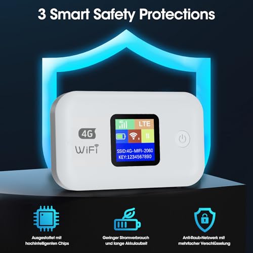 JICICUXI JICICUXI.A8 Mobiler 4G LTE Router, Tragbarer WLAN-Hotspot, bis 150 Mbit/s, 3000 mAh Akku, SIM-Karten