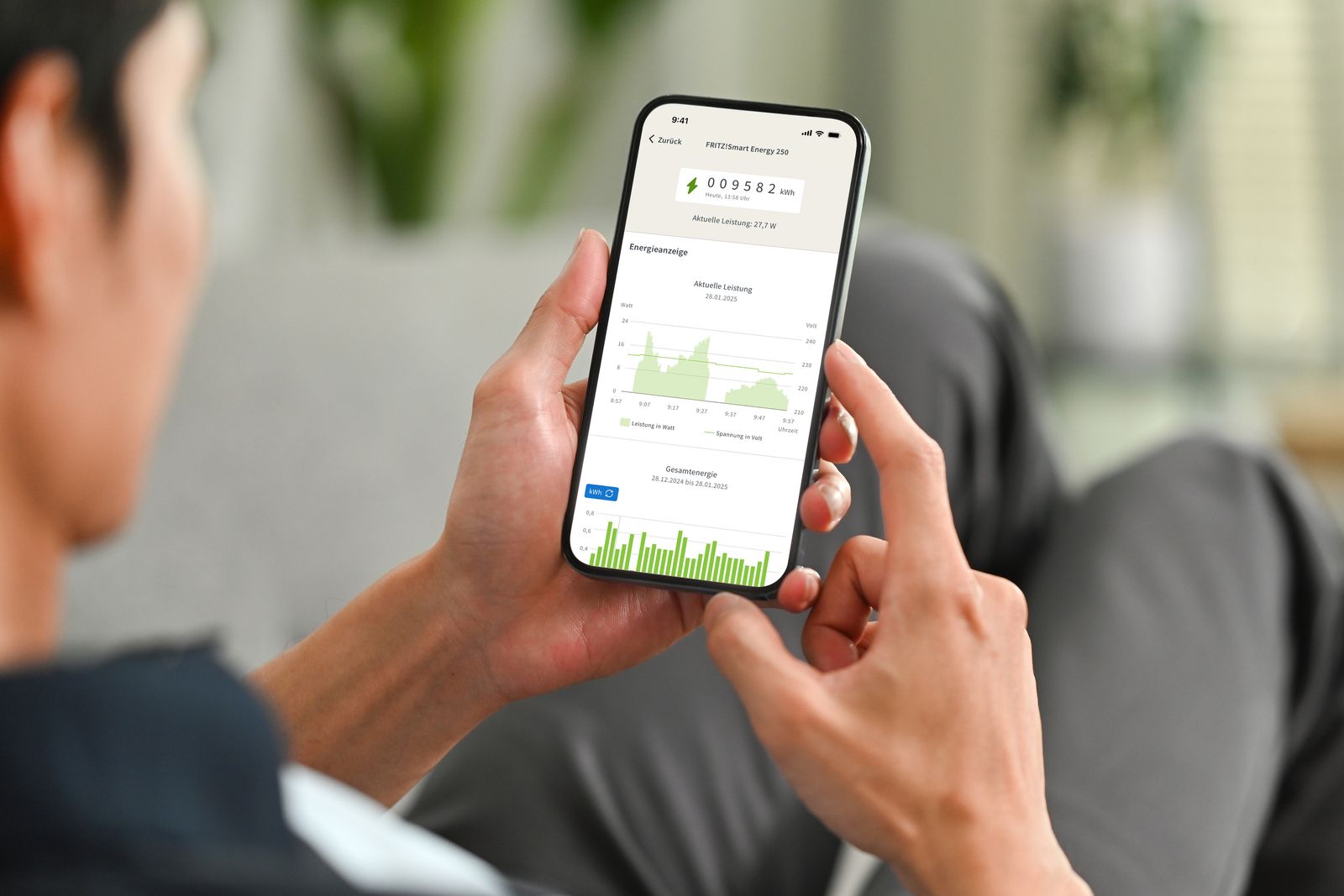 FRITZ! Smart Energy 250 Stromsensor, DECT-ULE Stromzähler-Ausleser, Wandmontiert, Batterie/USB-C, Weiß