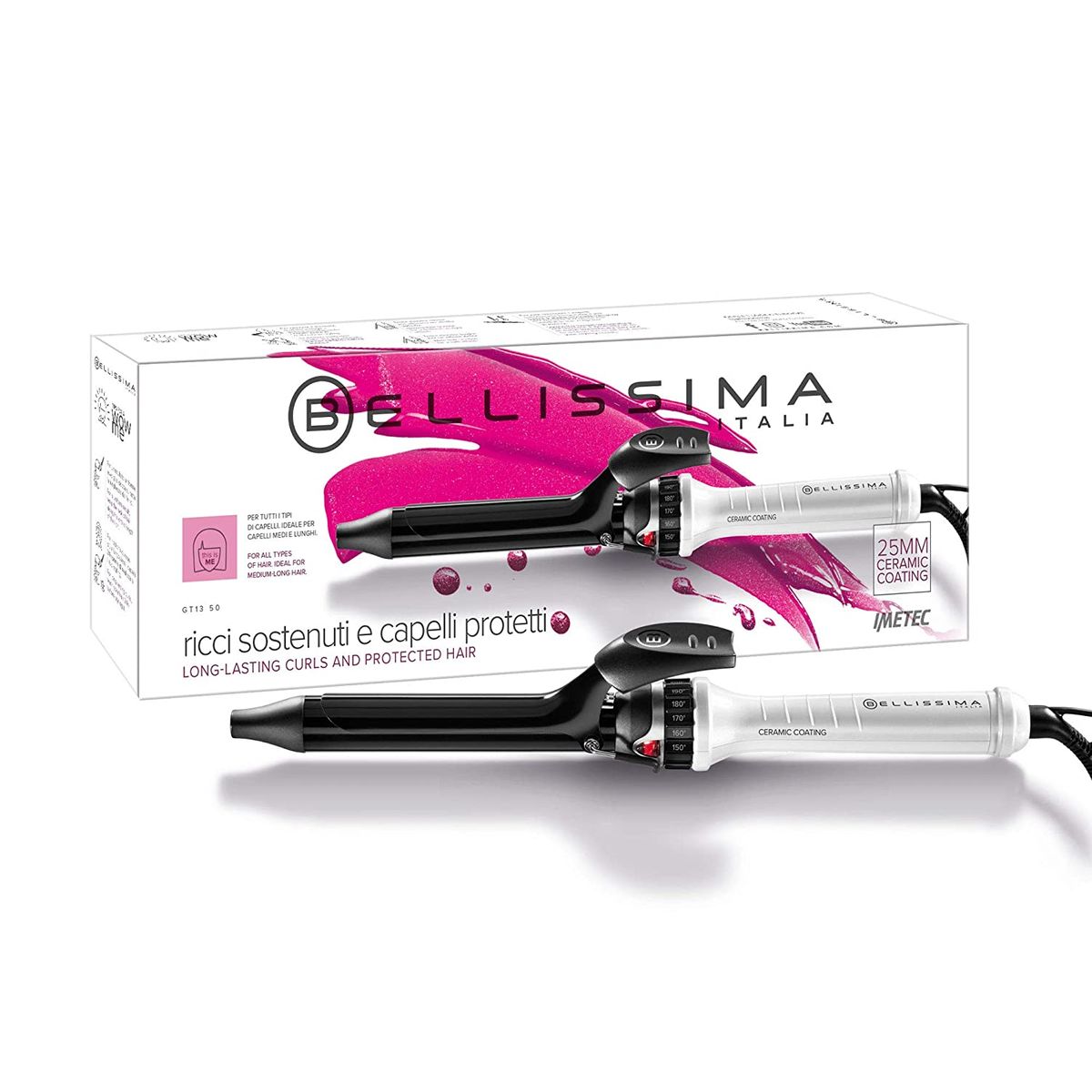 Imetec Bellissima GT13 50, curling iron, ceramic coating, 7 temperature settings from 150C to 210C, diameter: 25 mm, quick heating system.