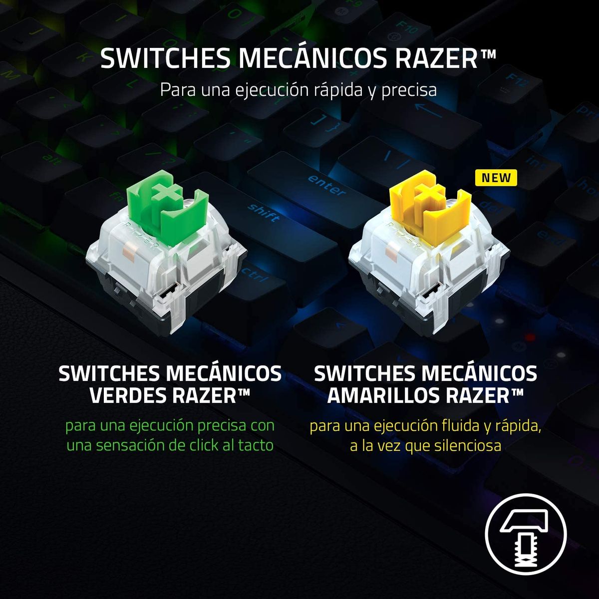 Razer BlackWidow V3 Gaming Keyboard Green Switches Chroma RGB ESP Layout - QWERTY