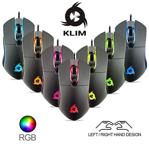 KLIM Aim Optische 7.000 DPI Wired Gaming Maus mit RGB-Beleuchtung Beidhändig