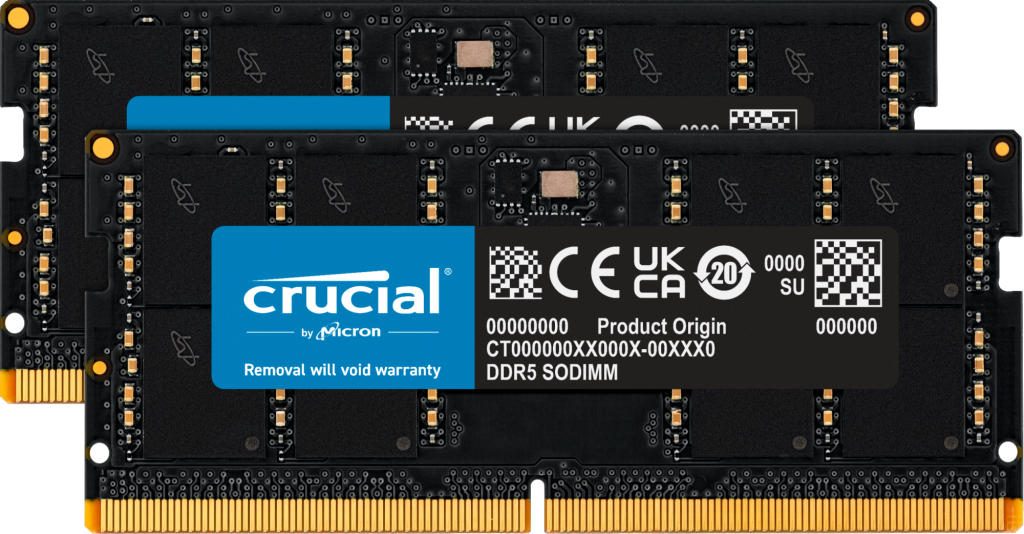 Crucial CT2K32G48C40S5 Arbeitsspeicher 64 GB (2 x 32 GB) DDR5 SO-DIMM 4800 MHz CL40 1,1 V Laptop