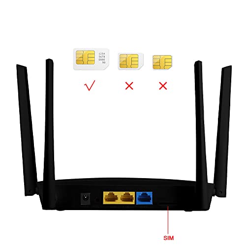 KuWFi C910SP 4G LTE Router mit SIM-Slot, WLAN-Router & Access Point, WiFi Extender, bis zu 300 Mbps, 4 externe Antennen, WAN/LAN Ports