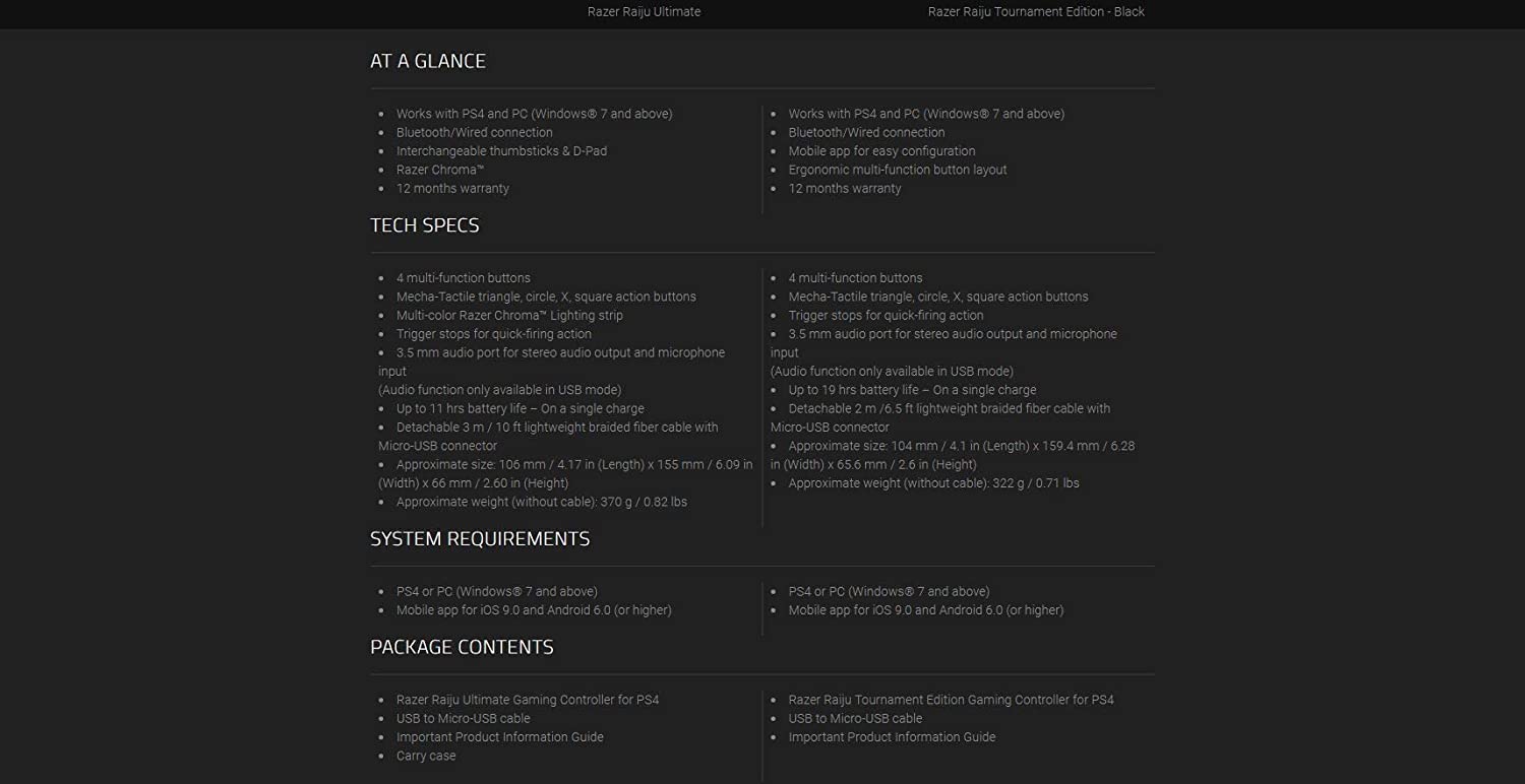 Razer Raiju Ultimate Gaming Controller Gamepad Wireless BT + USB Chroma RGB for PS4 PC Black