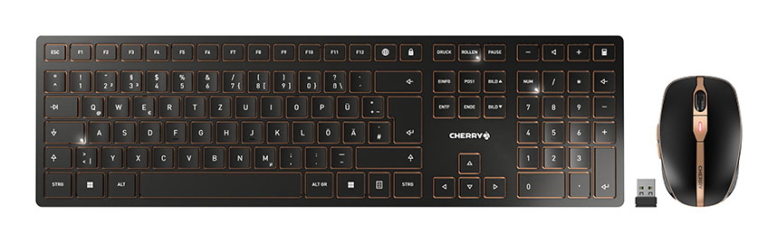 CHERRY DW 9100 SLIM Tastatur Maus enthalten Universal RF Wireless + Bluetooth Schwarz