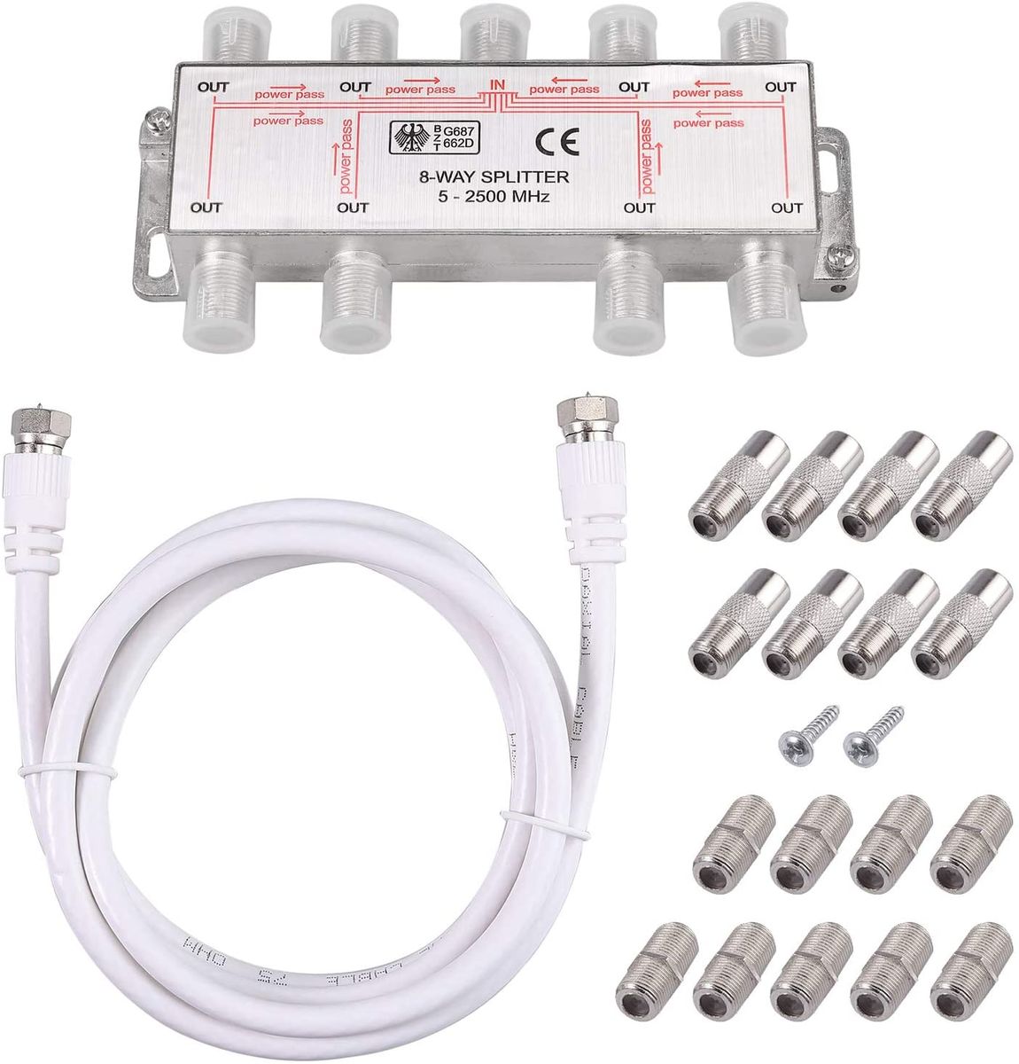 Neoteck 8-Way Coax Cable Splitter MoCA 5-2500MHz, Coaxial Splitter