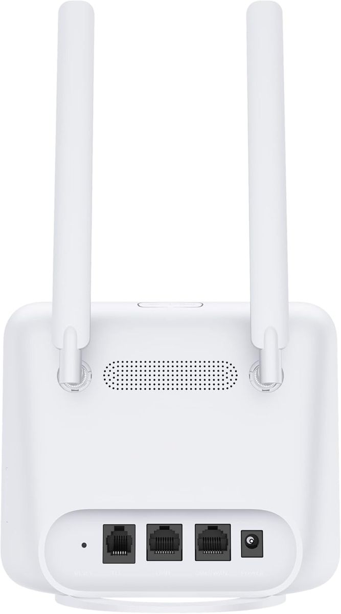 TCL HH42CV2-2BLCFR1 LINKHub 4G Mobilfunk-Router, Kategorie 4, Mobiler WLAN-Hotspot bis zu 32 Nutzer, 2x RJ45, RJ11, 2x SMA-Antennen, 802.11b/g/n 2,4 GHz, Akku 2300 mAh, Weiß