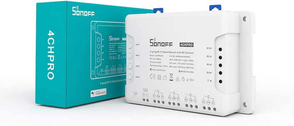 Sonoff 4CH Pro R3 4-Kanal WiFi Schalter 433 MHz, WLAN, Alexa & Google Home, Schwarz
