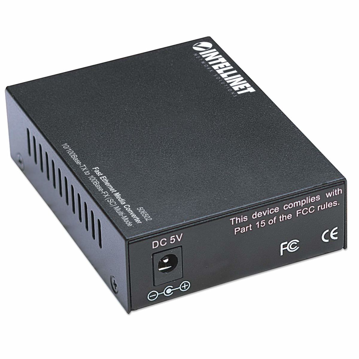 Intellinet 506502 Fast Ethernet Medienkonverter, 10/100Base-TX auf 100Base-FX (SC), Multimode, 2 km, 1310 nm, 5 V DC, EU Stecker