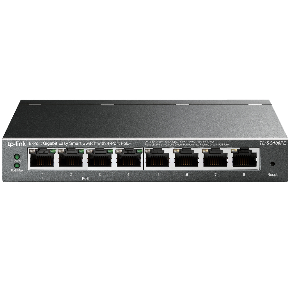 TP-Link TL-SG108PE Netzwerk-Switch Managed L2 Gigabit Ethernet (10/100/1000) Power over Ethernet (PoE) Schwarz V3