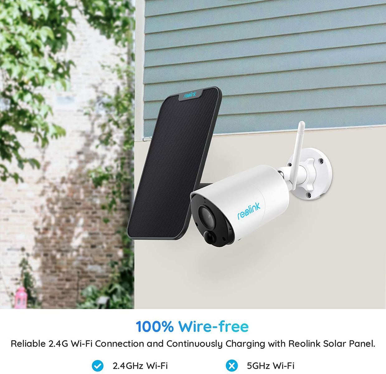 Reolink Argus Eco Security Camera + Solar Panel, 1080p WLAN IP Camera Outdoor with Battery, SD Card Slot, PIR Motion Detection, IR Night Vision and 2-Way Audio