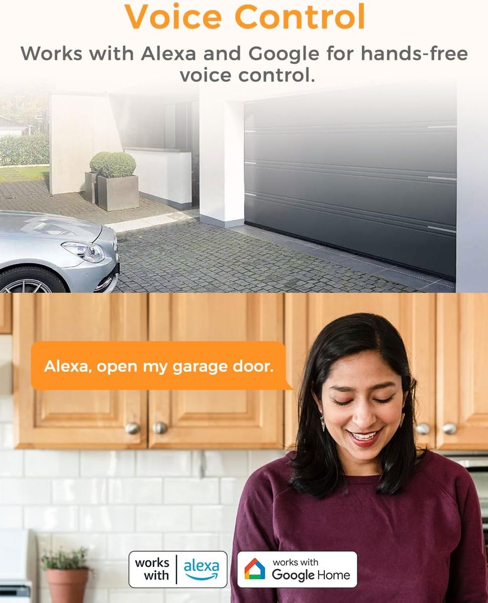 Refoss RSG100 Smart Garagentoröffner, WLAN 2,4 GHz, App-Steuerung, Alexa & Google kompatibel, Kein Hub erforderlich, Steckertyp C (EU)