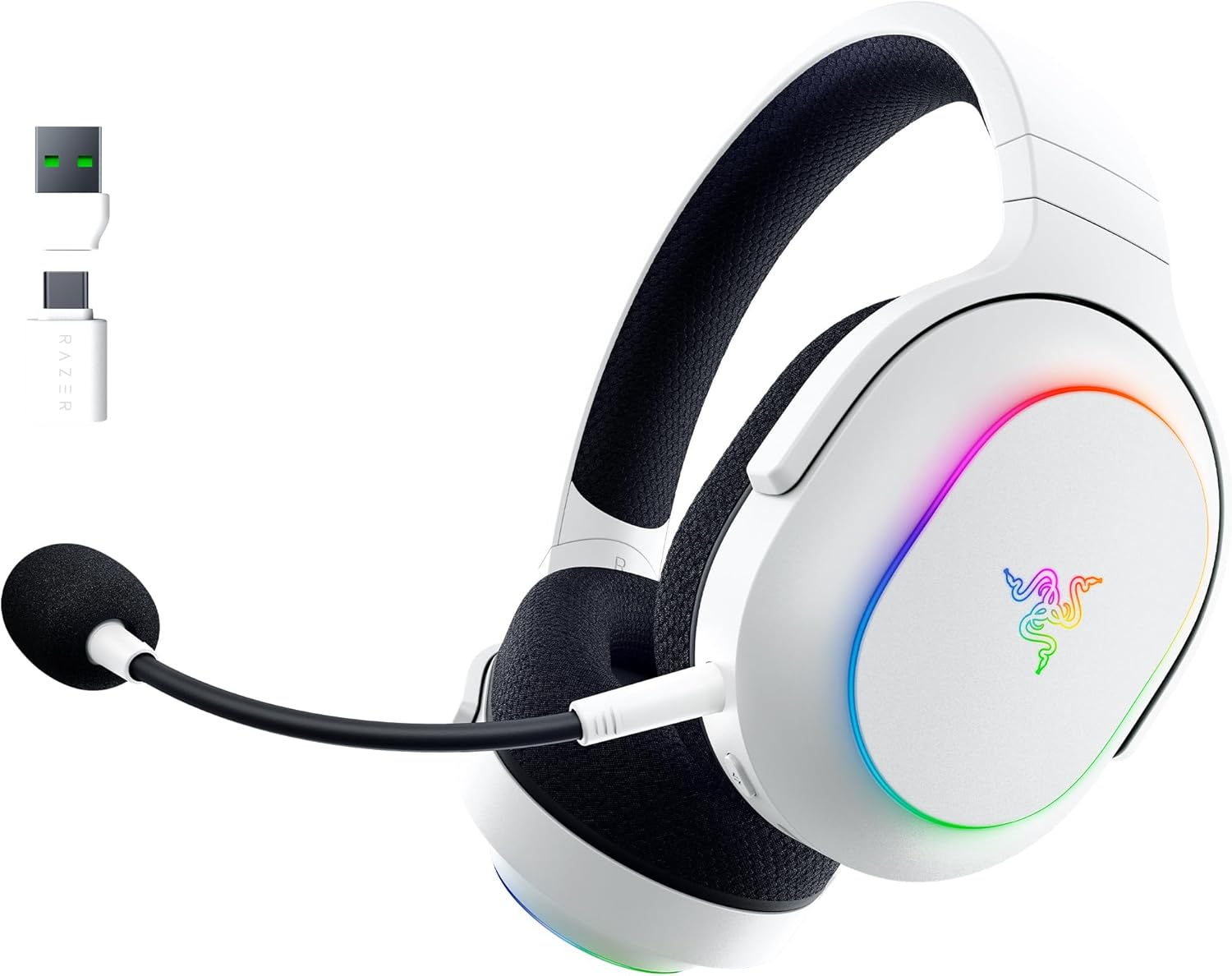 Razer Barracuda X Chroma - kabelloses Multiplattform-Gaming-Headset mit 6 Zonen Chroma RGB (SmartSwitch Hyperspeed & Bluetooth, 40mm Treiber, abnehmbares HyperClear Cardioid-Mikrofon) Weiß
