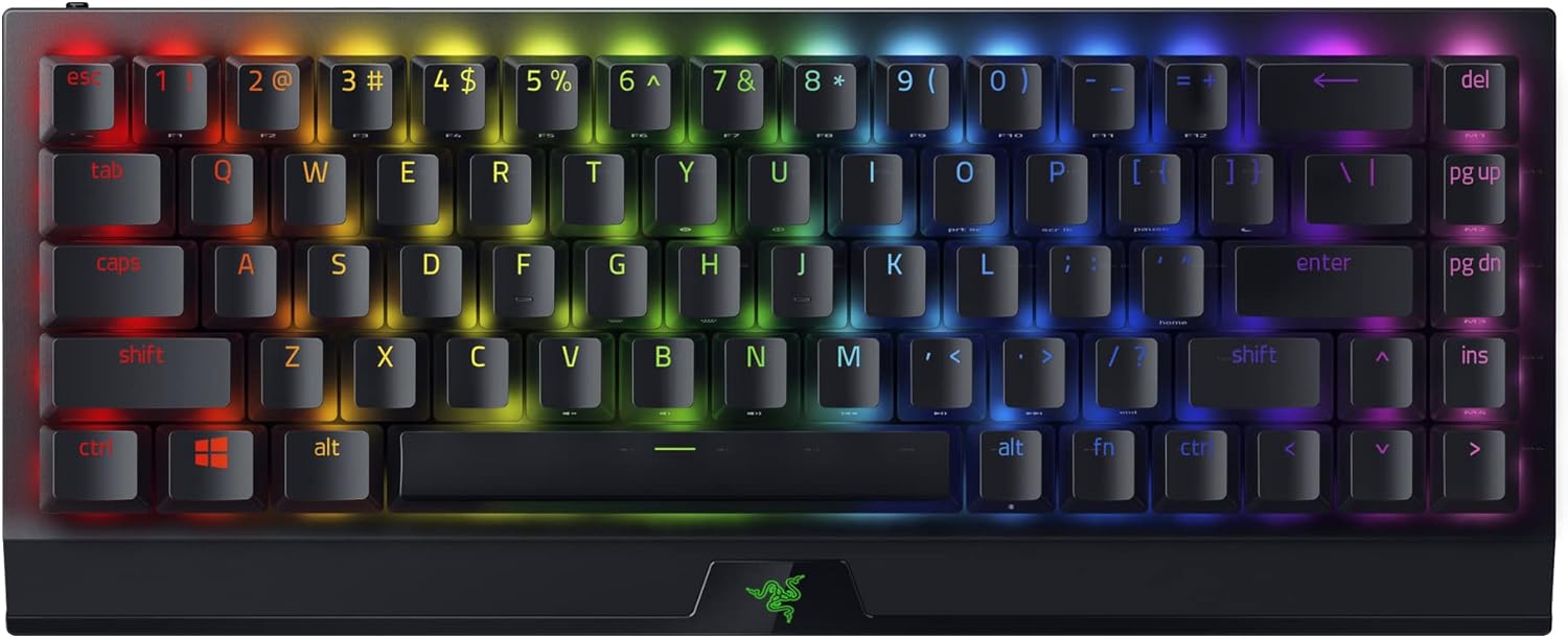 Razer BlackWidow V3 Mini HyperSpeed 65% kabellose mechanische Gaming-Tastatur: HyperSpeed Wireless Technologie, gru00fcne mechanische Schalter, Doubleshot ABS-Tastenkappen - (USA Layout - QWERTY)