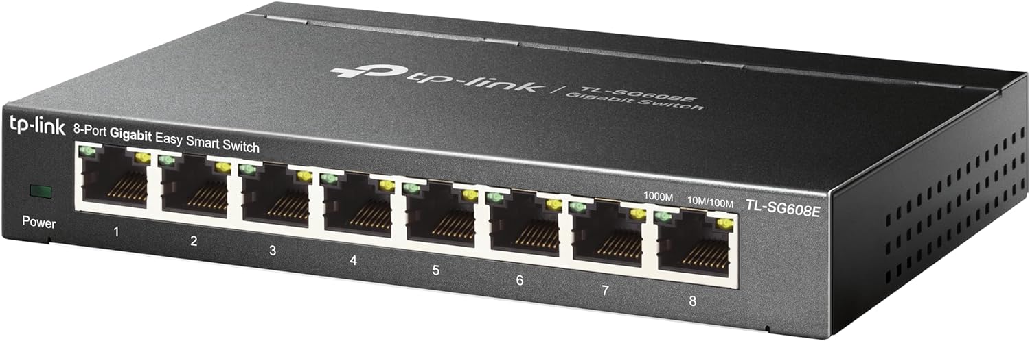 TP-Link TL-SG608E 8-Ports Gigabit Easy Smart Managed Netzwerk Switch(Plug-and-Play,Metallgehäuse, QoS, IGMP-Snooping,VLAN, zentrales Management, energieeffizient) 8-Port Managed
