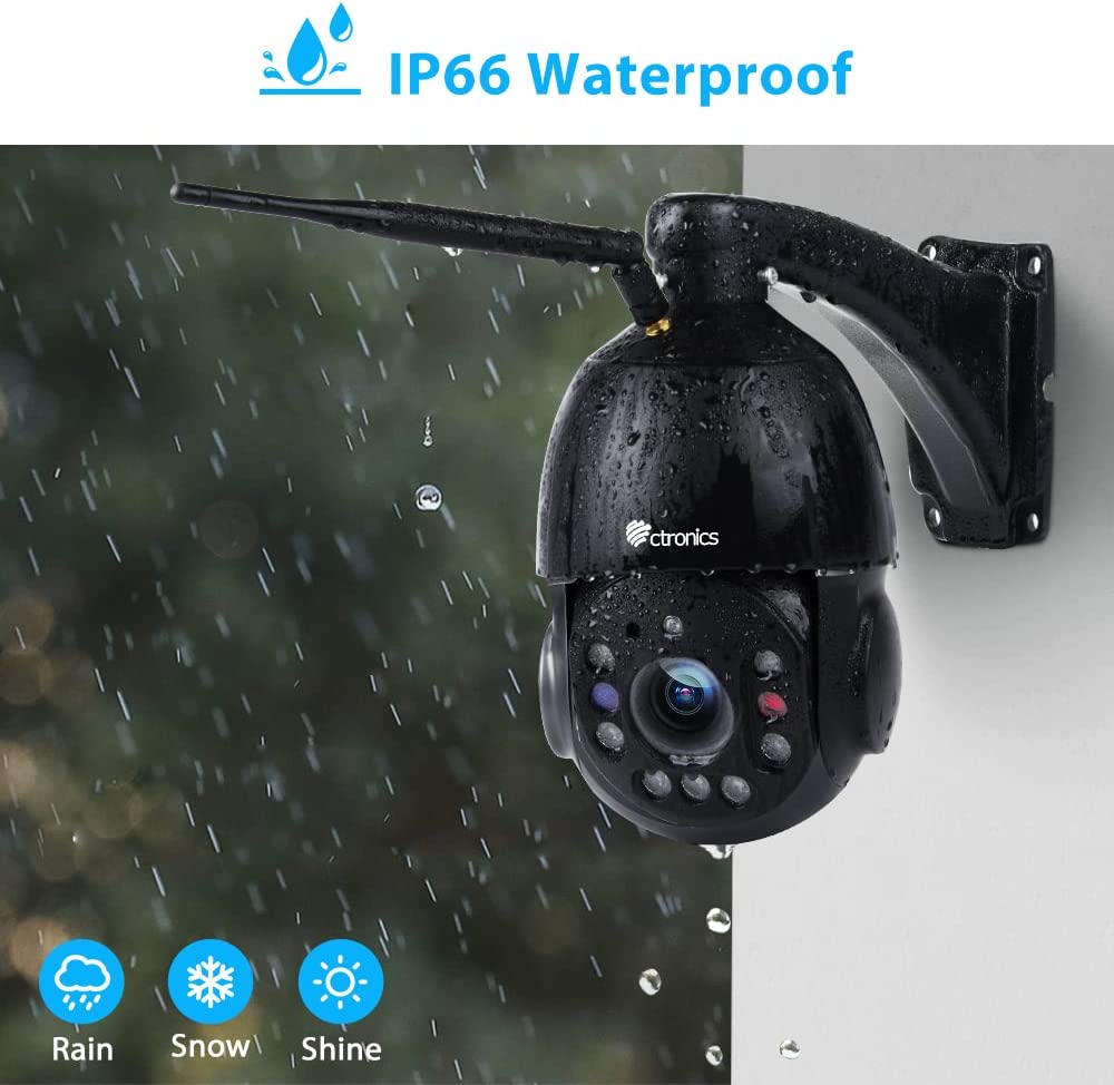 ctronics 30X Optischer Zoom 5MP PTZ Überwachungskamera Aussen WLAN Ctronics Dome IP Kamera Outdoor 150 m Nachtsicht Personenerkennung Automatische Verfolgung Unterstützt SD Karte IP66
