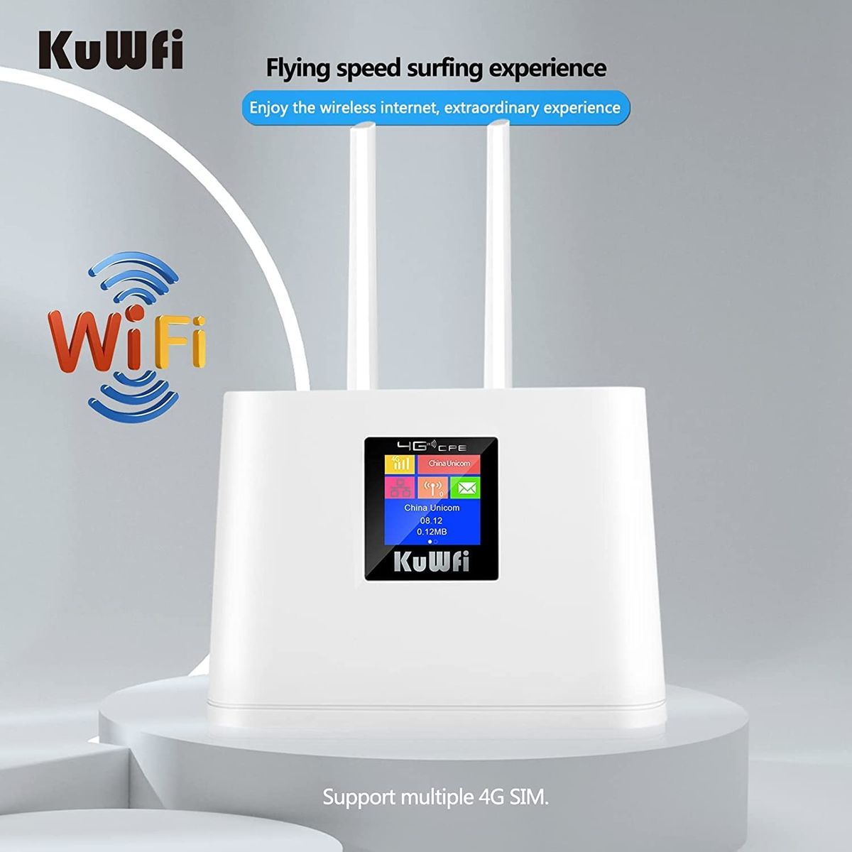 ‎KuWFi 4g LTE Router SIM Karte KuWFi 300Mbps Wireless WLAN Router SIM-Steckplatz Für Zuhause/Büro Unterstützt B1/B3/B5/B7/B8/B20 Unterstützt 10-20 WiFi-Benutzer