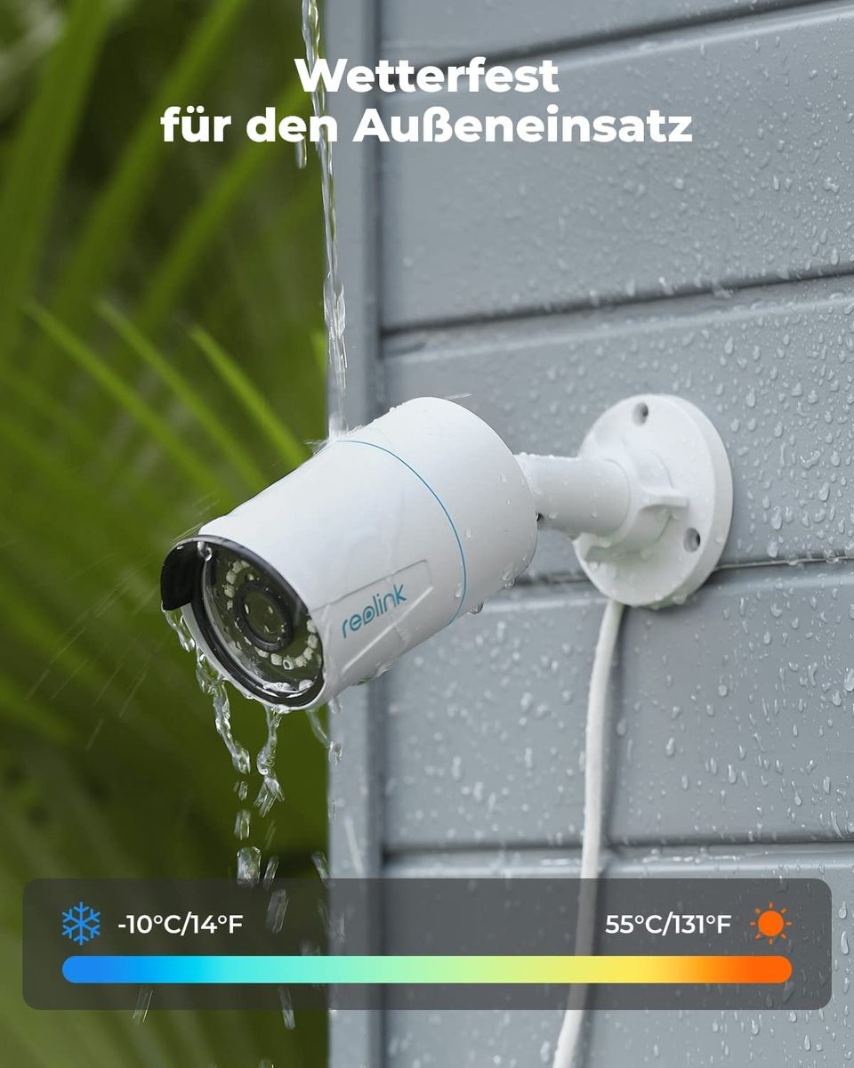 Reolink 2 Stück 5MP PoE Überwachungskamera Aussen, Personen-/Autoerkennung IP Kamera Outdoor mit Audio und Micro SD Kartensteckplatz, IR Nachtsicht, Zeitraffer, RLC-510A (Update-Version von RLC-410) 5MP IP Kamera