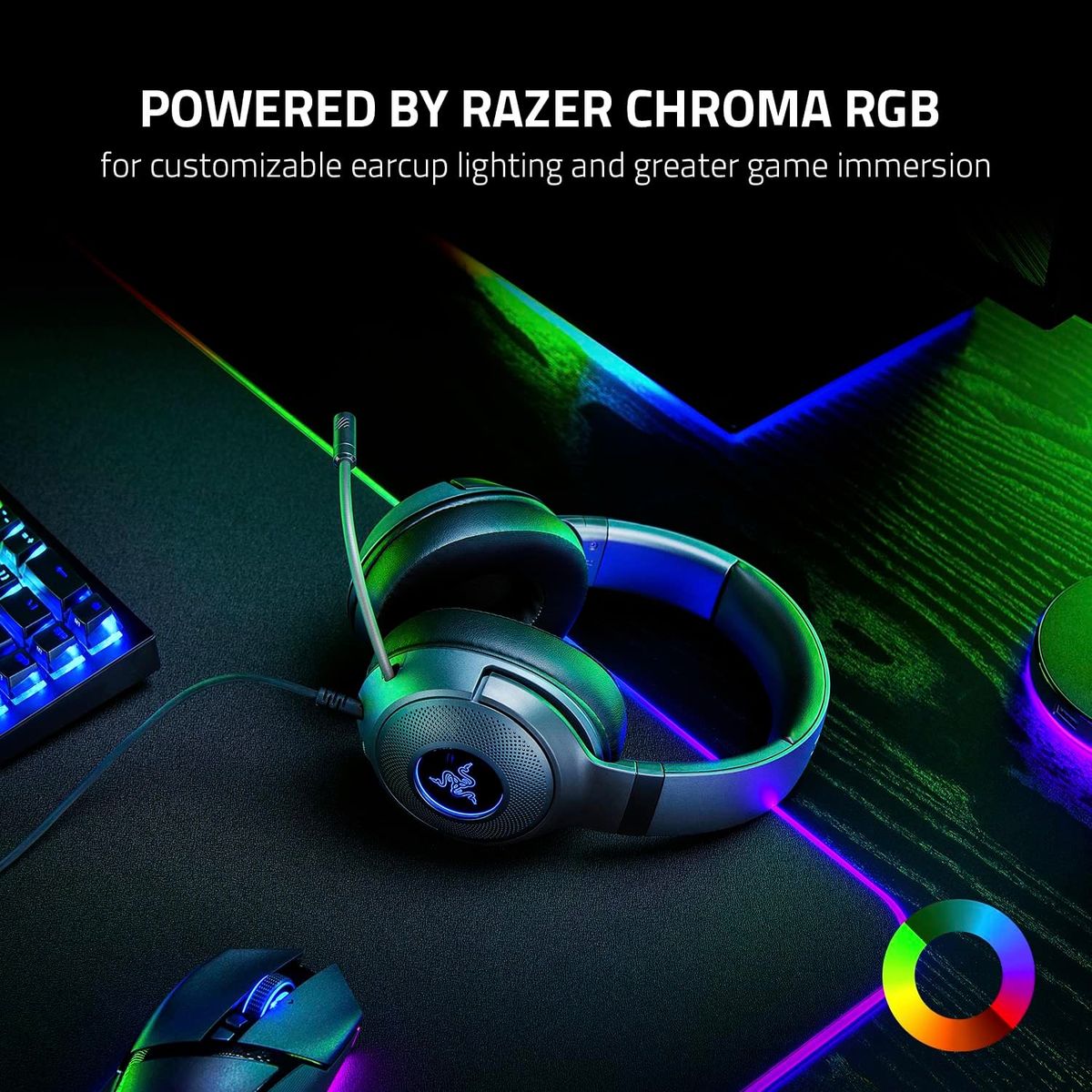 Razer Kraken V3 X Refresh Gaming Headset Virtual 7.1 Surround-Sound USB Chroma RGB for PC PS4 Black 2