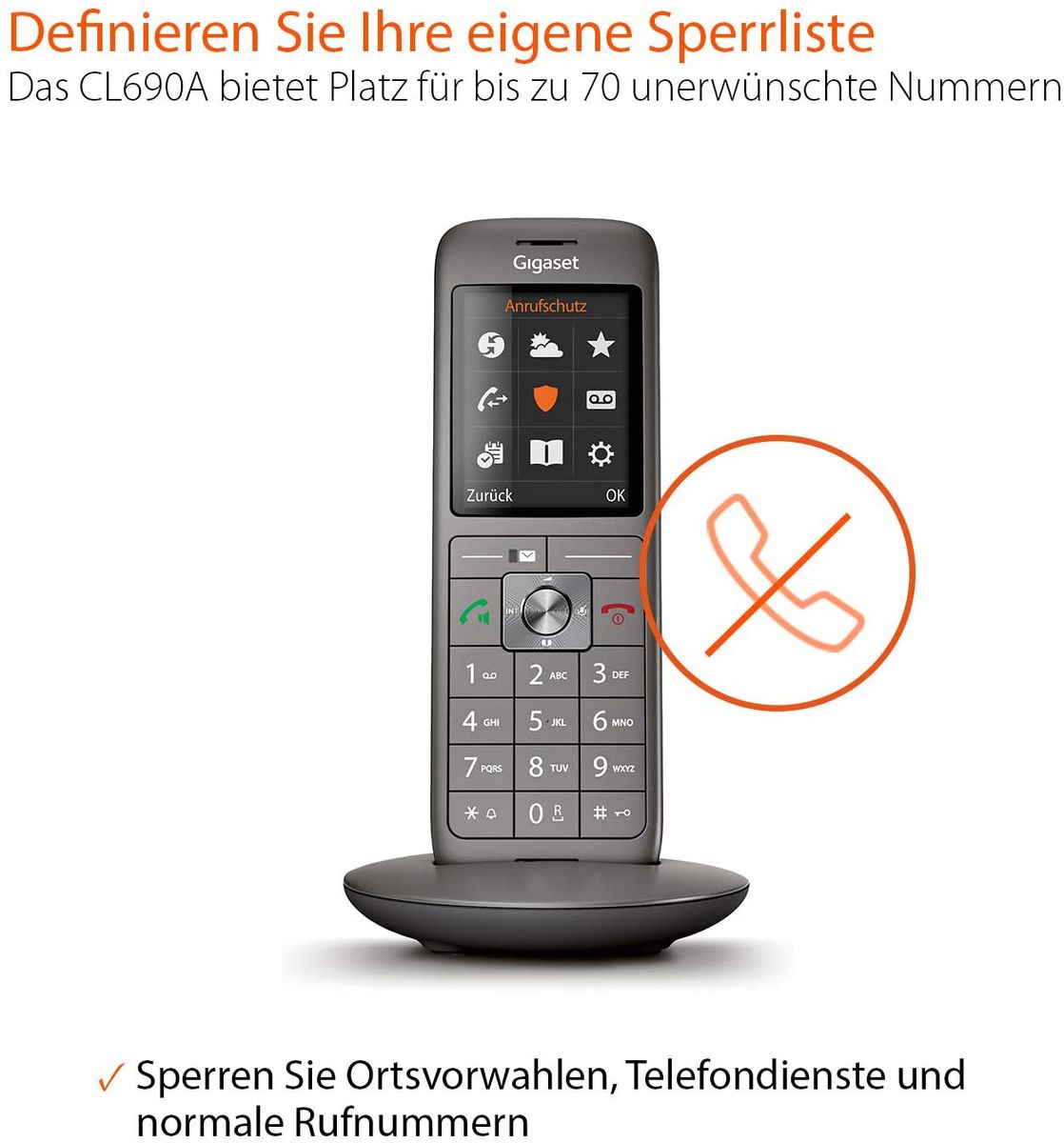 Gigaset CL690A SCB Analog DECT telephone Wireless handset Speakerphone 400 entries Caller ID