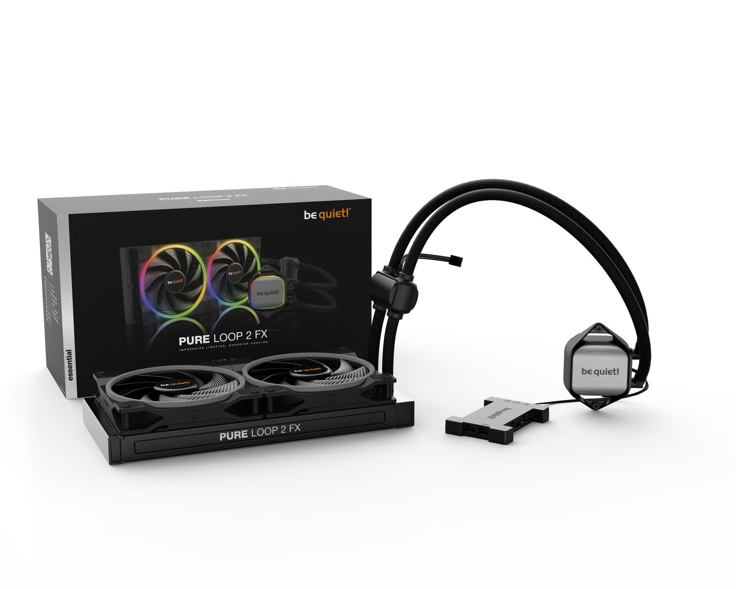 be quiet! Pure Loop 2 FX 280mm All-in-One-Flüssigkeitskühler, 2x 140mm PWM-Lüfter, RGB, kompatibel mit AM5/LGA1700, Schwarz