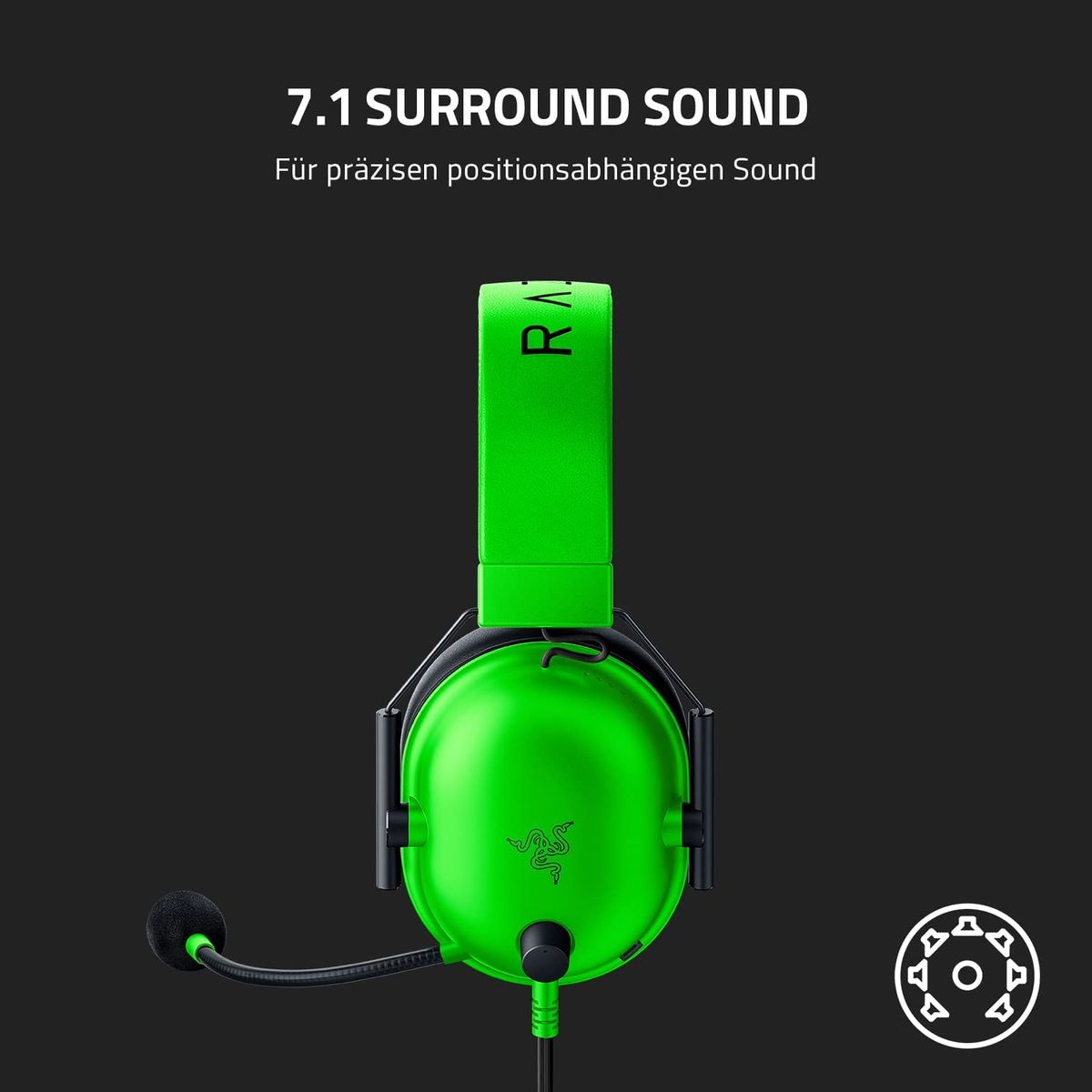 Razer BlackShark V2 X Gaming Headset Virtual 7.1 Surround-Sound 3.5mm Multi-Plattform Green